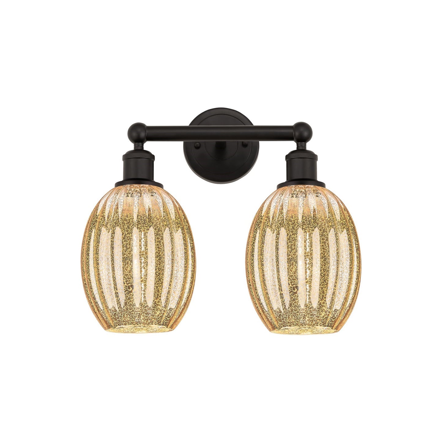 Innovations Preston Bulb 15.25in 2-Light Bath Vanity Light | Industrial Oil Rubbed Bronze Steel and Mercury Glass | Bathroom | Model 616-2W-OB-G459-6ME