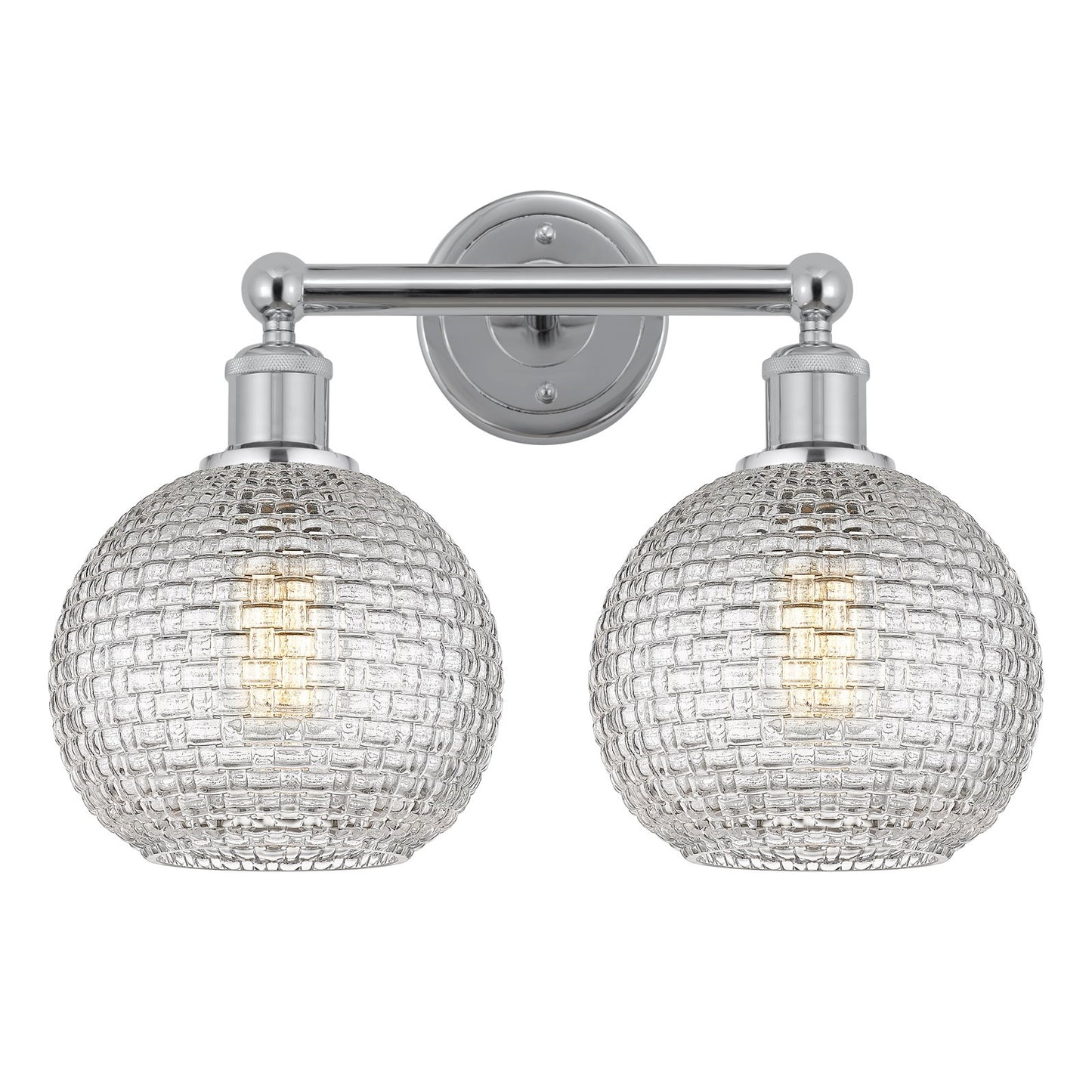 Innovations Athens 17in 2-Light Bath Vanity | Modern Farmhouse Polished Chrome and Clear Basket Weave Glass | Bathroom Vanity | Model 616-2W-PC-G122C-8CL