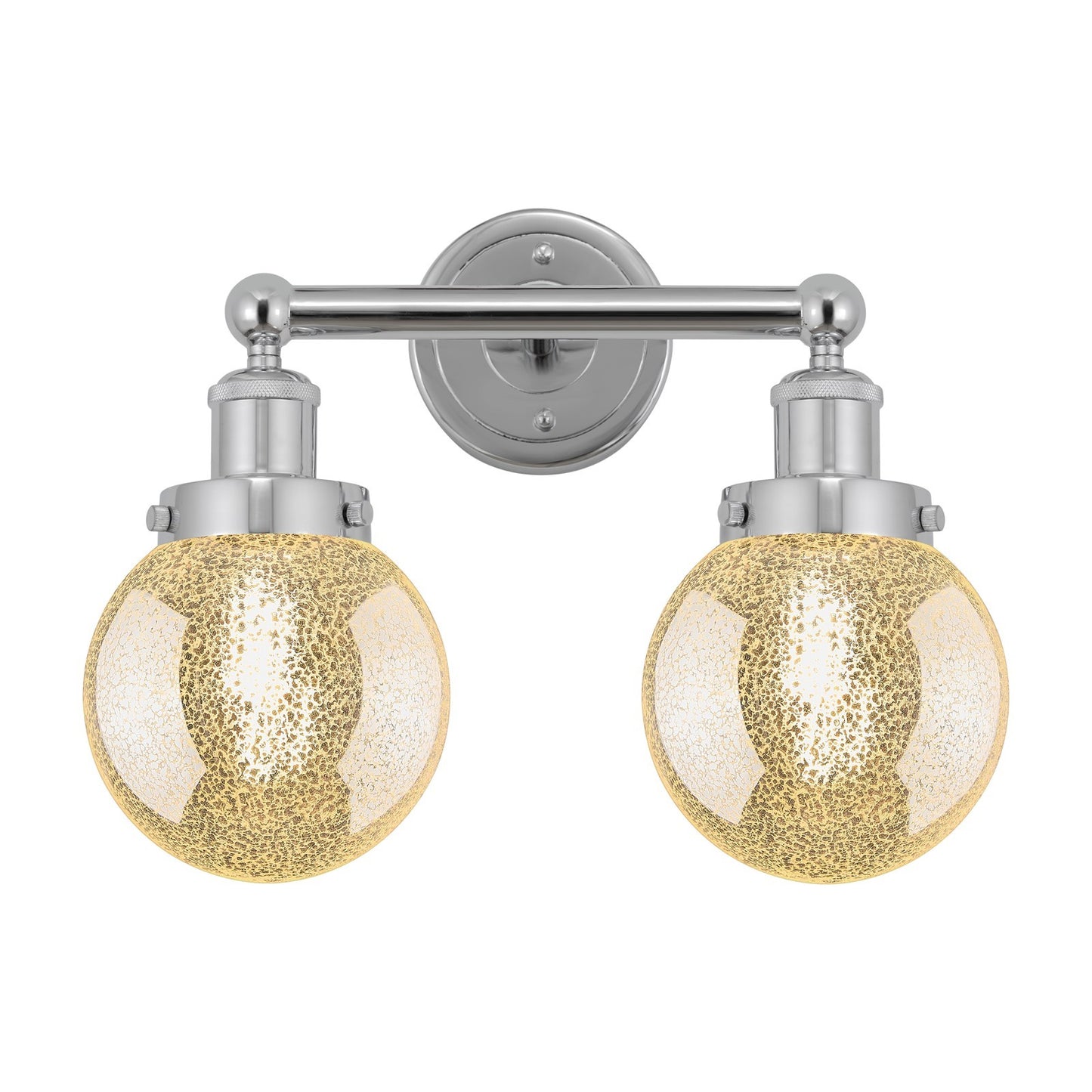 Innovations Beacon 15in 2-Light Bath Vanity Light | Art Nouveau Industrial Polished Chrome and Mercury Ribbed Glass | Bathroom | Model 616-2W-PC-G208-6