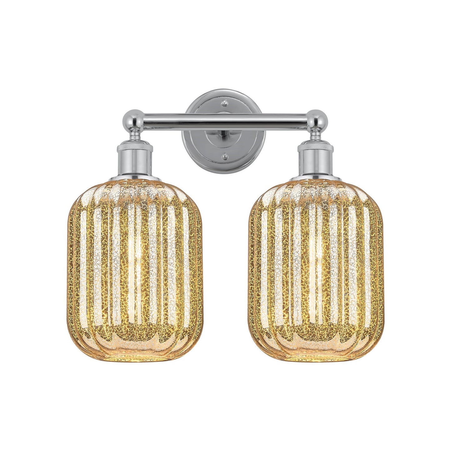 Innovations Preston Cylinder 16in 2-Light Bath Vanity | Industrial Polished Chrome and Mercury Glass | Bathroom Vanity | 15.75 | Model 616-2W-PC-G460-7ME