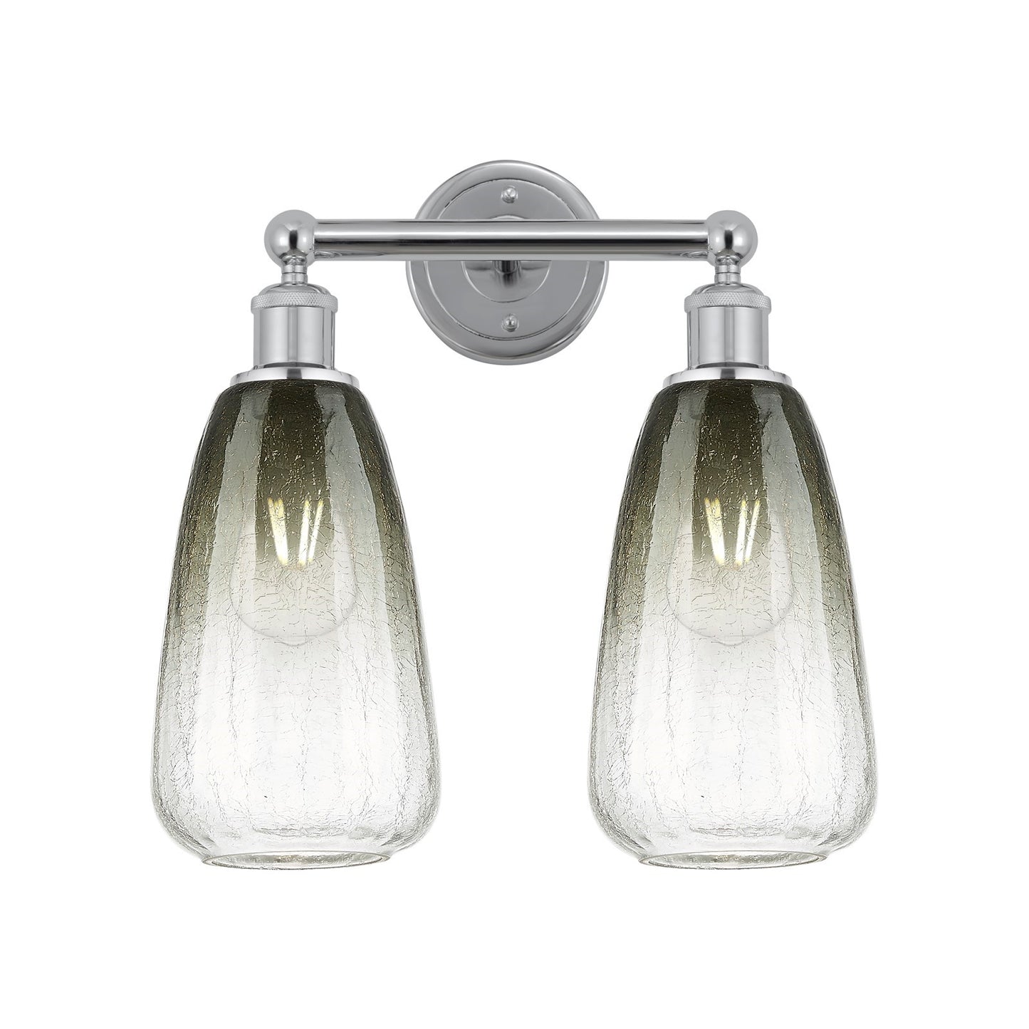 Innovations Brookhaven Almond 15in 2-Light Bath Vanity Light | Industrial Polished Chrome Steel and Slate Glass | Bathroom | Model 616-2W-PC-G480-6SL