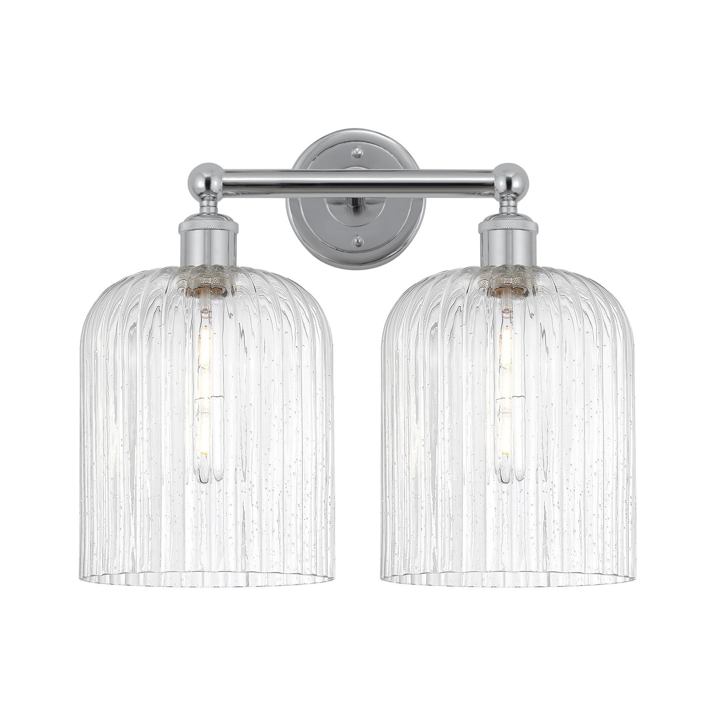 Innovations Bridal Veil 14in 2-Light Bath Vanity Light | Art Nouveau Industrial Polished Chrome and Seedy Glass | Bathroom | Model 616-2W-PC-G559-8SDY