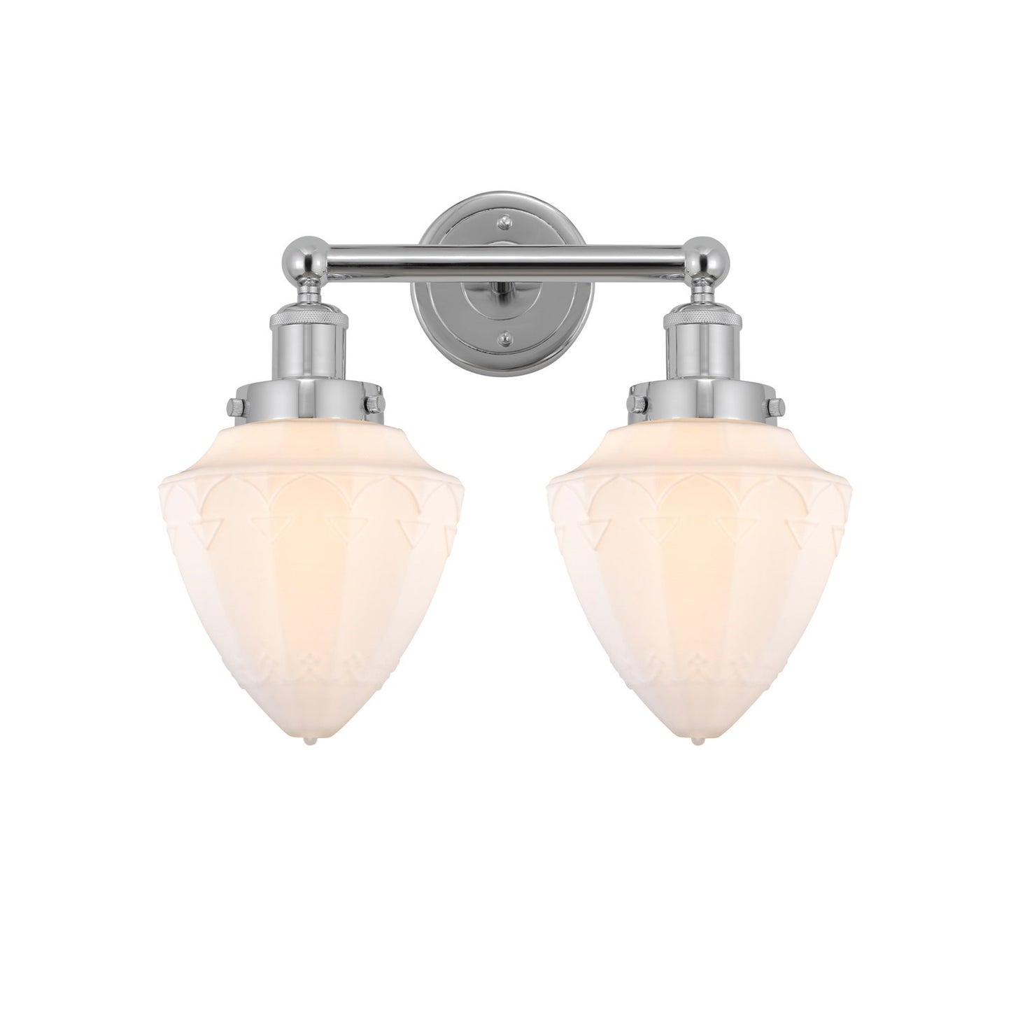 Innovations Bullet 16in 2-Light Bath Vanity Light | Industrial Polished Chrome and Matte White Frosted Glass | Kitchen & Bathroom | Model 616-2W-PC-G661-7