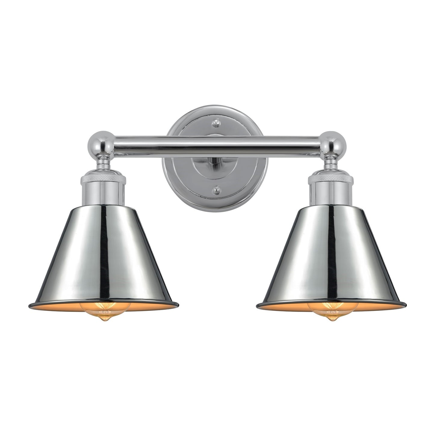 Innovations Smithfield 16in 2-Light Bath Vanity | Industrial Farmhouse Polished Chrome Steel and Metal Shade | Bathroom Vanity | Model 616-2W-PC-M8-PC