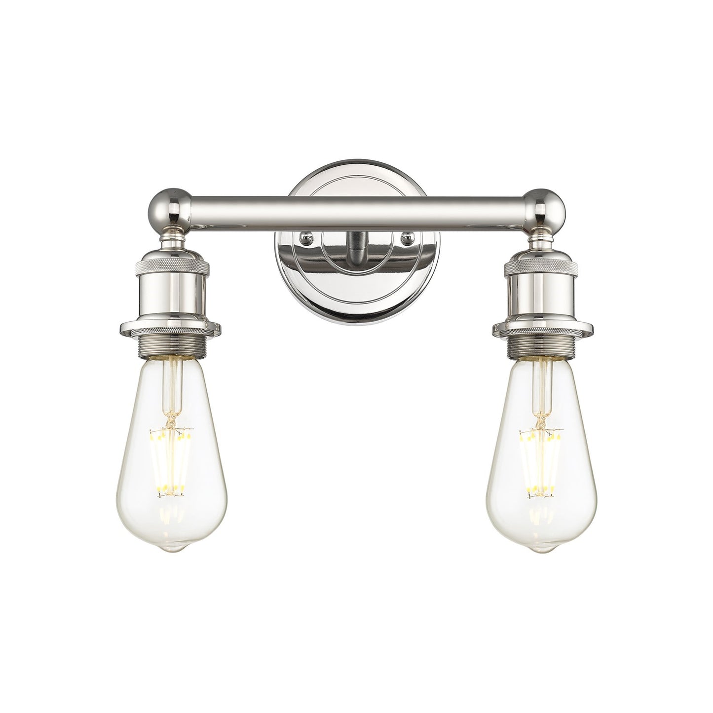 Innovations Edison 12.375in 2-Light Bath Vanity Light | Industrial Polished Nickel Steel and Cast Brass | Bathroom Vanity | 12.38 x 6 in | Model 616-2W-PN