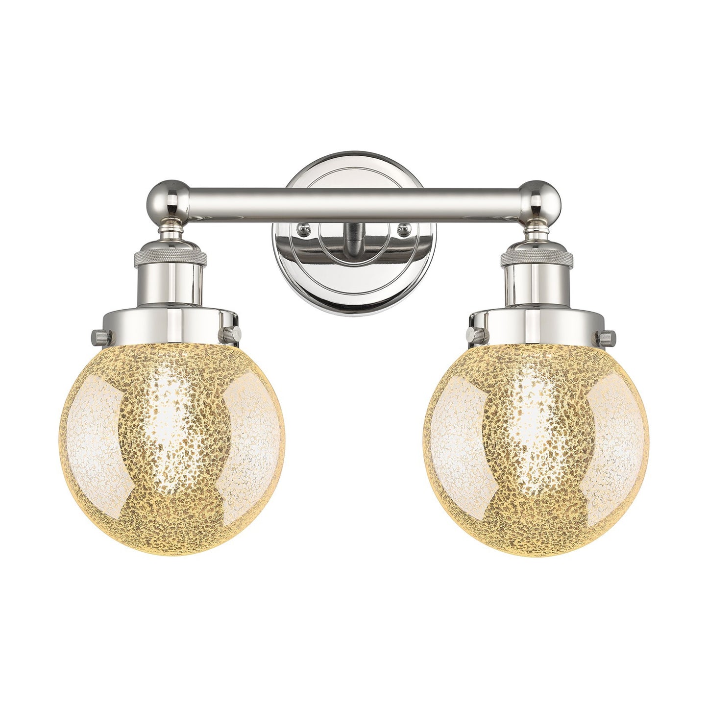 Innovations Beacon 15in 2-Light Bath Vanity Light | Industrial Polished Nickel and Mercury Glass | Bathroom Vanity | 15 x 7.5 x | Model 616-2W-PN-G208-6