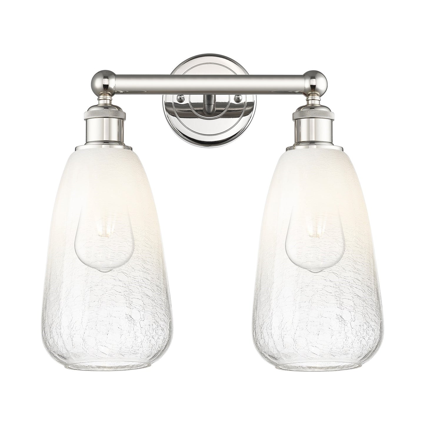 Innovations Brookhaven Almond 15in 2-Light Bath Vanity Light | Industrial Polished Nickel Steel and Opal Glass | Bathroom | Model 616-2W-PN-G480-6OP