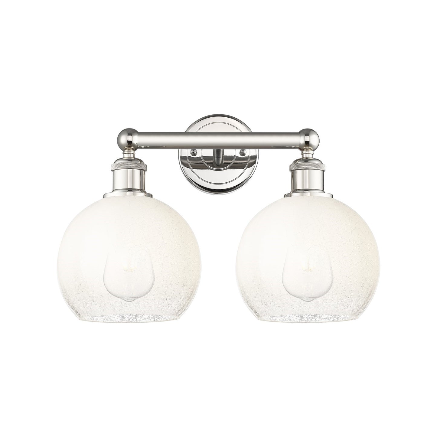 Innovations Brookhaven Globe 17in 2-Light Bath Vanity Light | Industrial Polished Nickel Steel and Opal Glass | Bathroom Vanity | Model 616-2W-PN-G483-8OP