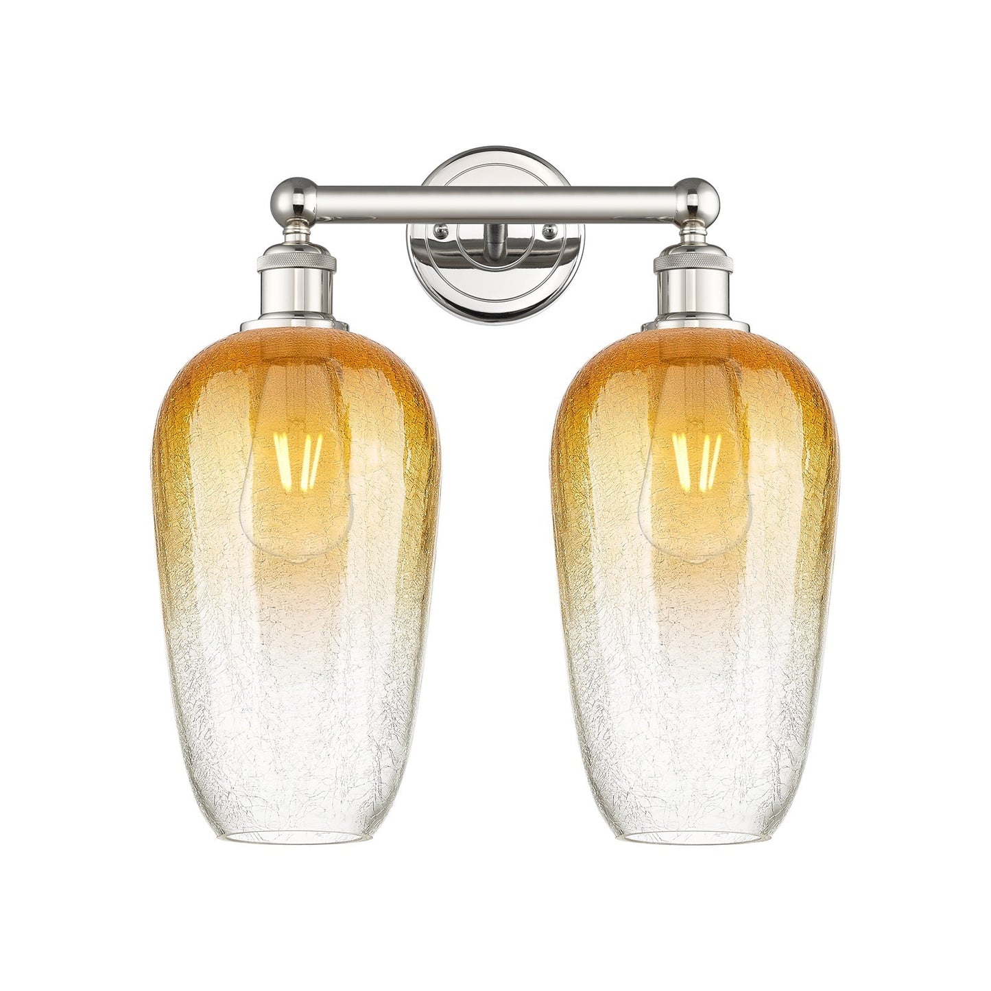 Innovations Brookhaven Flute 16in 2-Light Bath Vanity | Industrial Modern Polished Nickel and Amber Glass | Bathroom Vanity | Model 616-2W-PN-G484-7AM