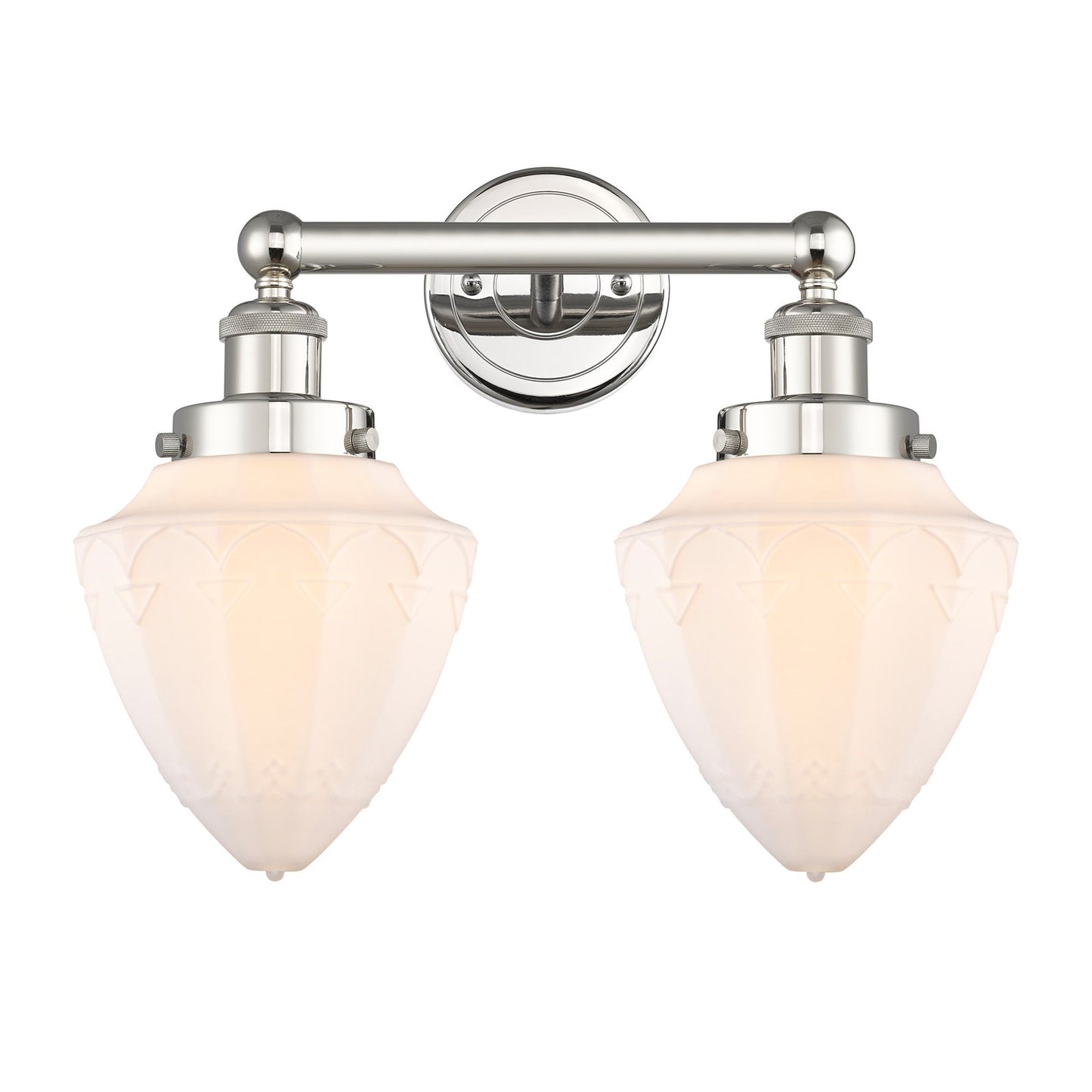 Innovations Bullet 16in 2-Light Bath Vanity Light | Industrial Polished Nickel and Matte White Frosted Glass | Kitchen & Bathroom | Model 616-2W-PN-G661-7