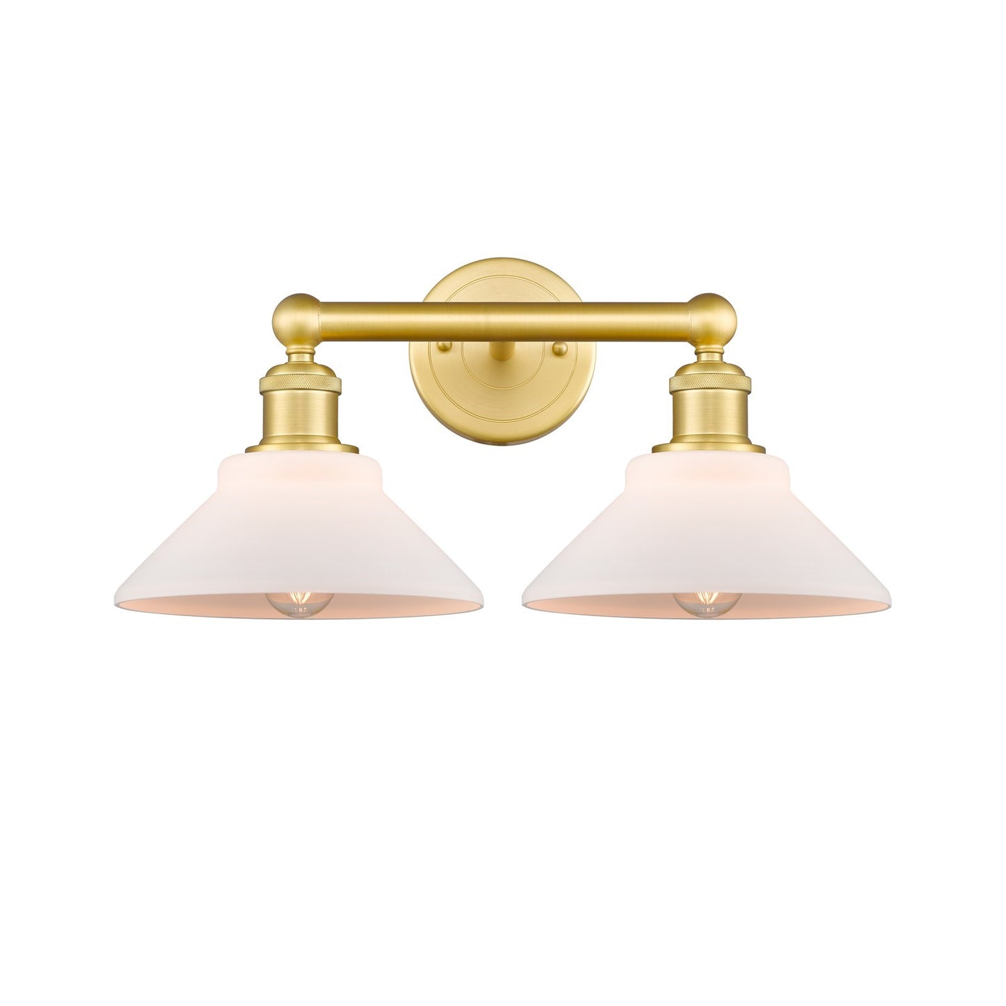 Innovations Orwell 17in 2-Light Bath Vanity Light | Industrial Satin Gold Steel and Cast Brass with Matte White Glass Shades | Model 616-2W-SG-G131
