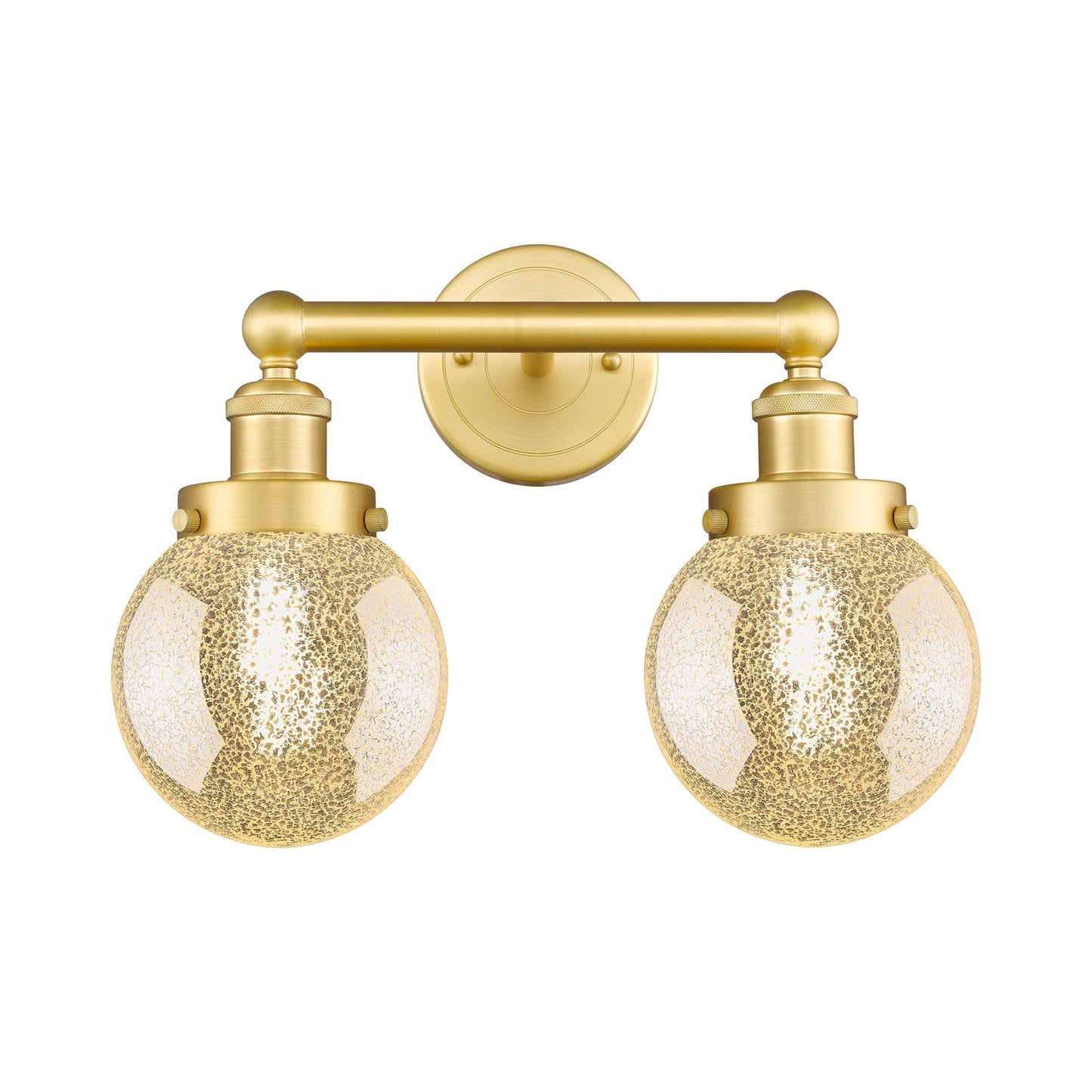 Innovations Beacon 15in 2-Light Bath Vanity Light | Industrial Satin Gold Steel and Mercury Glass | Kitchen & Bathroom Vanity | Model 616-2W-SG-G208-6