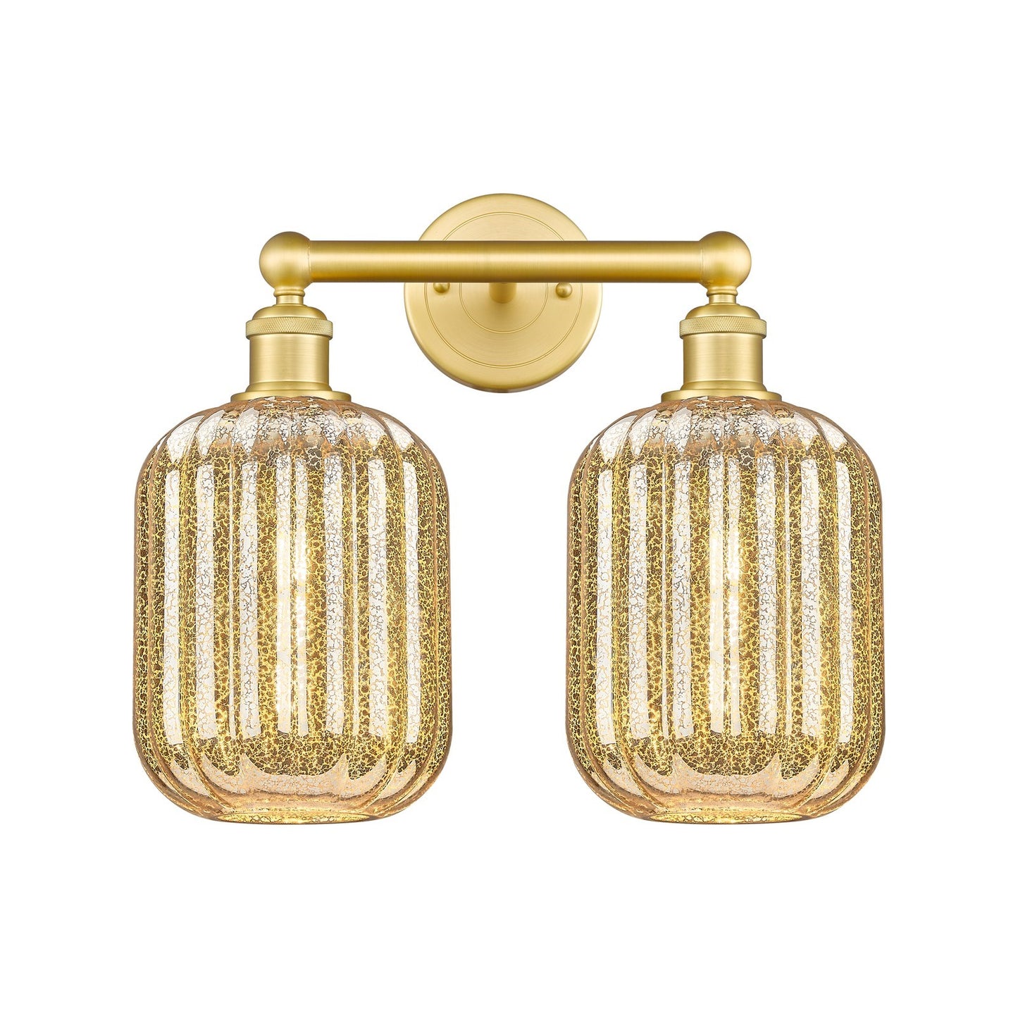 Innovations Preston Cylinder 16in 2-Light Bath Vanity | Industrial Satin Gold Steel and Mercury Glass | Bathroom Vanity & | Model 616-2W-SG-G460-7ME