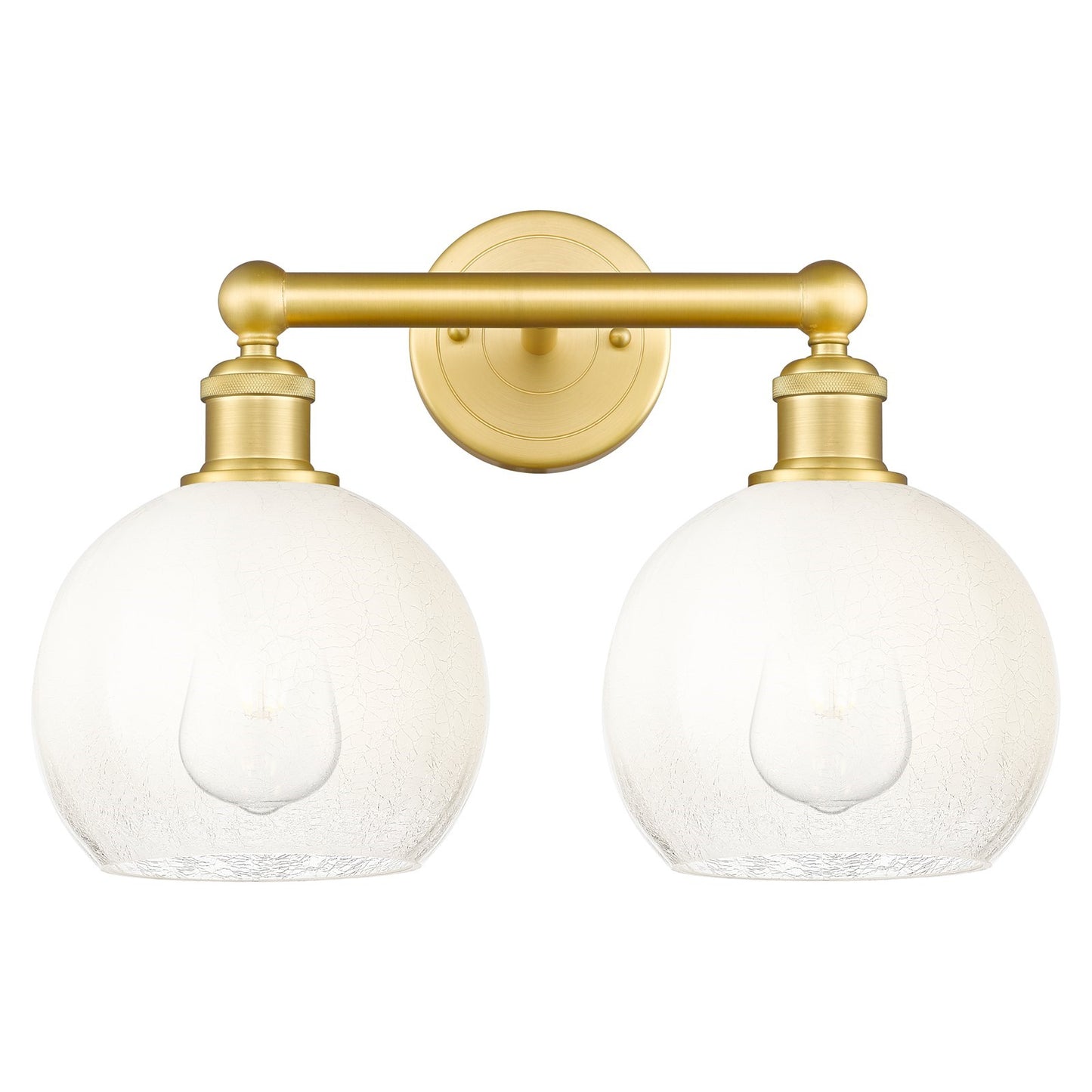 Innovations Brookhaven Globe 17in 2-Light Bath Vanity Light | Industrial Satin Gold Steel and Cast Brass with Opal Glass Shades | Model 616-2W-SG-G483-8OP
