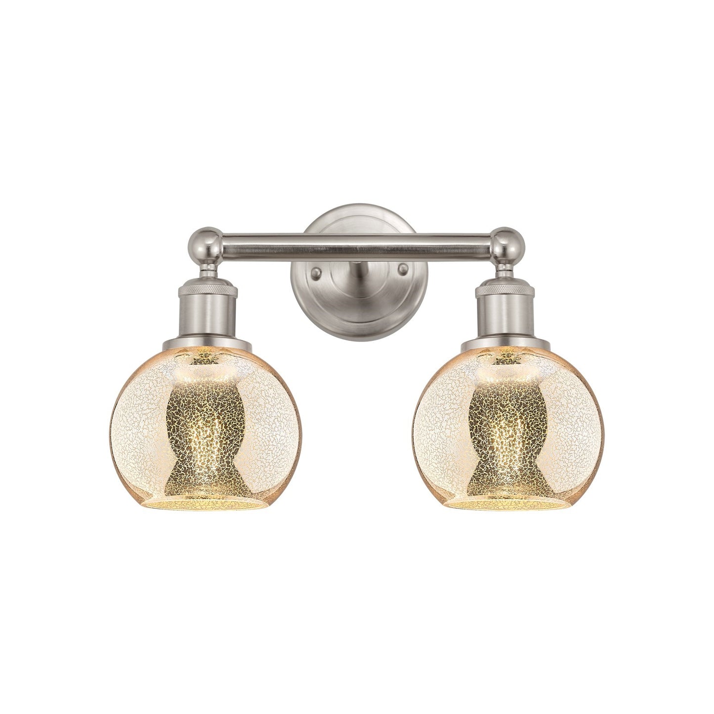 Innovations Athens 15in 2-Light Bath Vanity Light | Industrial Brushed Satin Nickel and Mercury Glass | Bathroom Vanity | 14.88 x | Model 616-2W-SN-G128-6