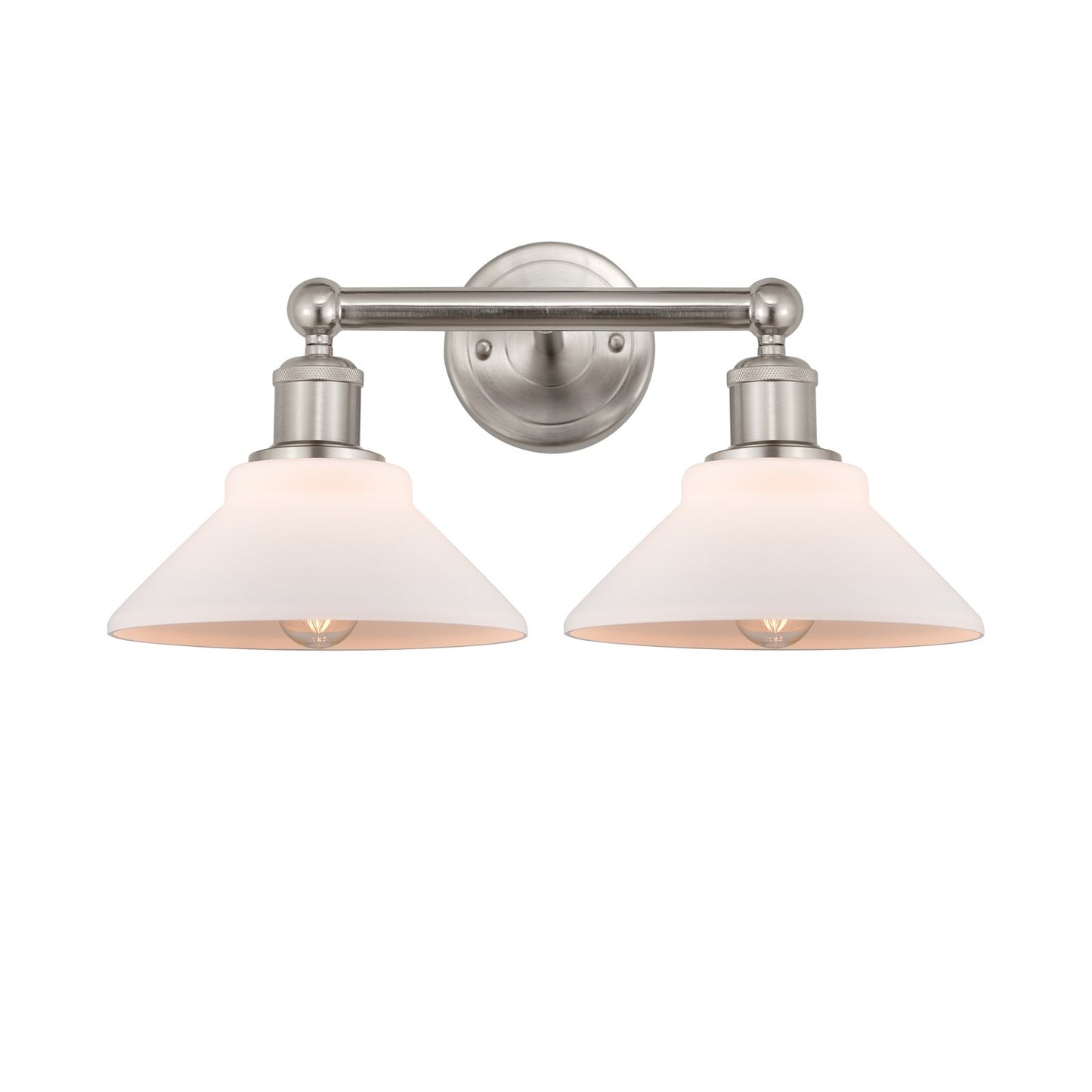 Innovations Orwell 17in 2-Light Bath Vanity Light | Industrial Brushed Satin Nickel Steel and Matte White Glass | Bathroom Vanity | Model 616-2W-SN-G131