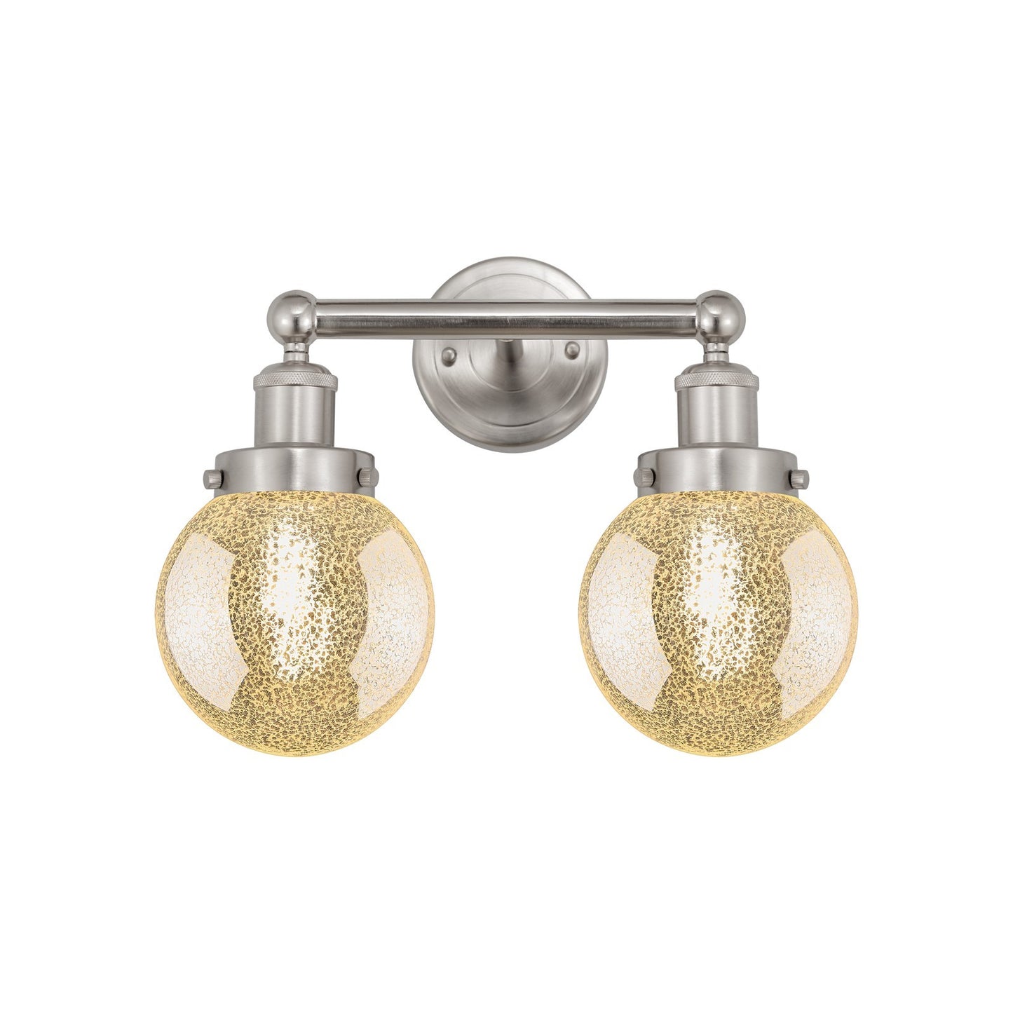 Innovations Beacon 15in 2-Light Bath Vanity | Industrial Brushed Satin Nickel and Mercury Ribbed Glass | Bathroom Vanity | 15 x | Model 616-2W-SN-G208-6