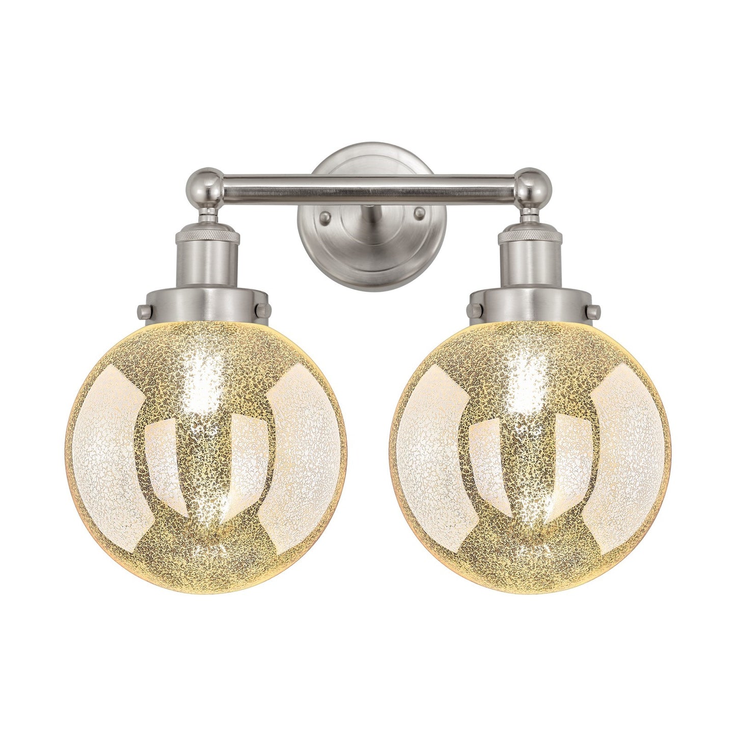 Innovations Beacon 17in 2-Light Bath Vanity | Industrial Brushed Satin Nickel Steel and Mercury Ribbed Glass | Bathroom Vanity & | Model 616-2W-SN-G208-8