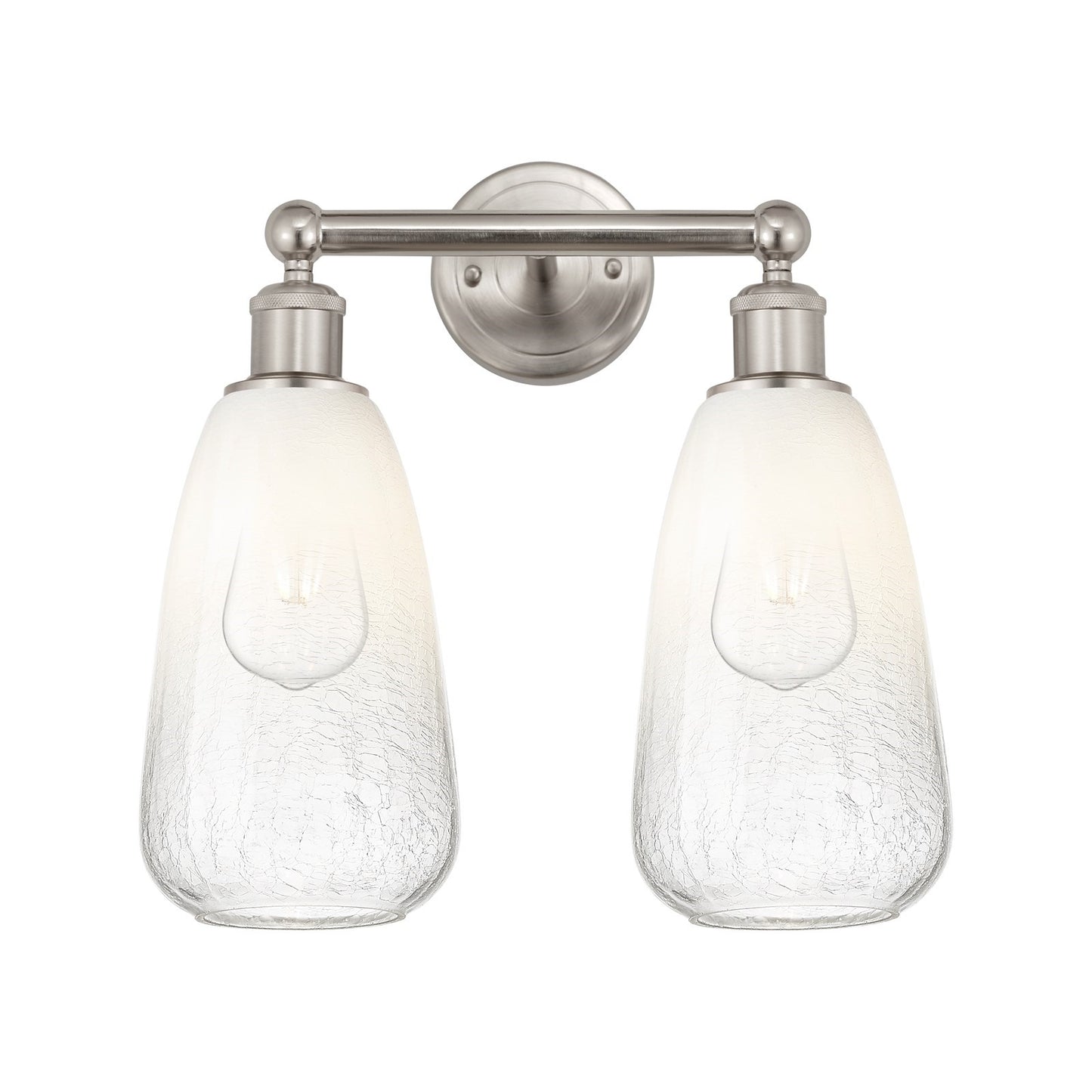 Innovations Brookhaven Almond 15in 2-Light Bath Vanity Light | Industrial Brushed Satin Nickel and Opal Glass | Bathroom Vanity | Model 616-2W-SN-G480-6OP