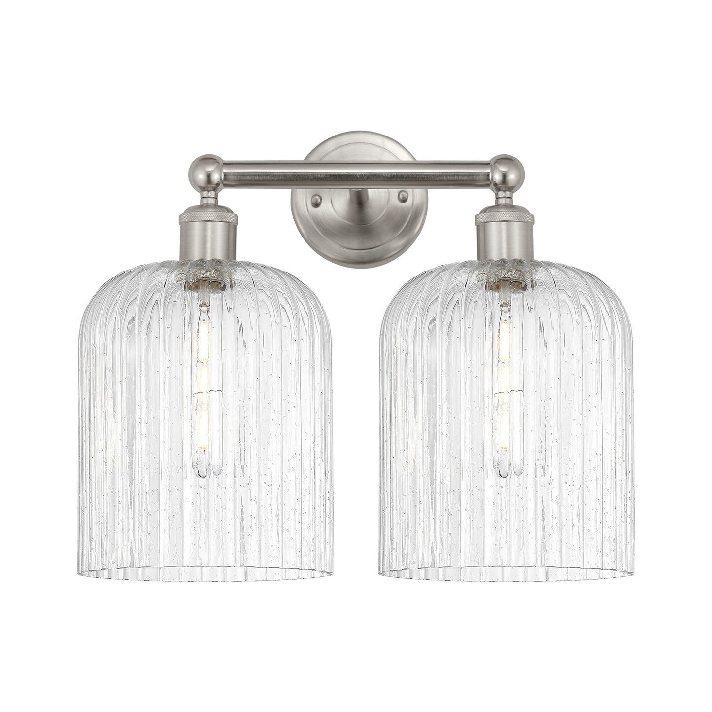 Innovations Bridal Veil 14in 2-Light Bath Vanity Light | Art Nouveau Brushed Satin Nickel Steel and Seedy Bell Glass | Model 616-2W-SN-G559-8SDY