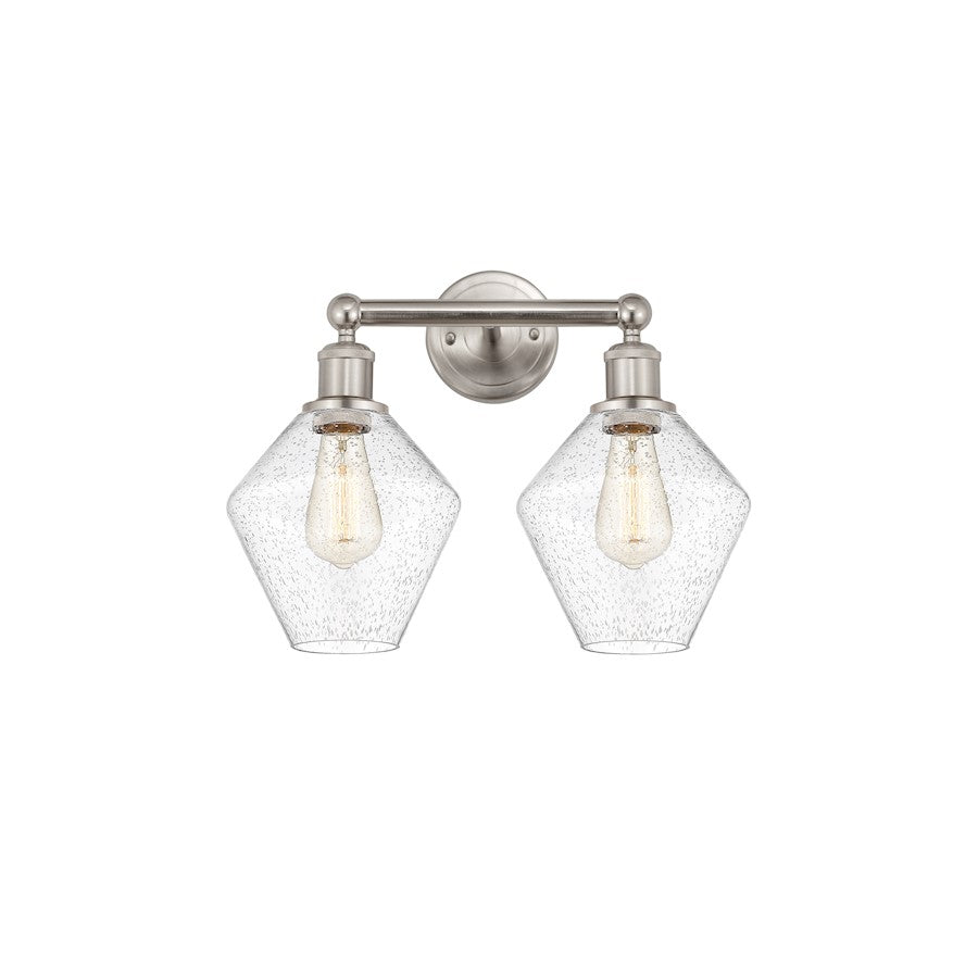 Innovations Cindyrella 17in 2-Light Bath Vanity Light | Industrial Satin Nickel Steel and Seedy Glass | Bathroom Vanity | Model 616-2W-SN-G654-8