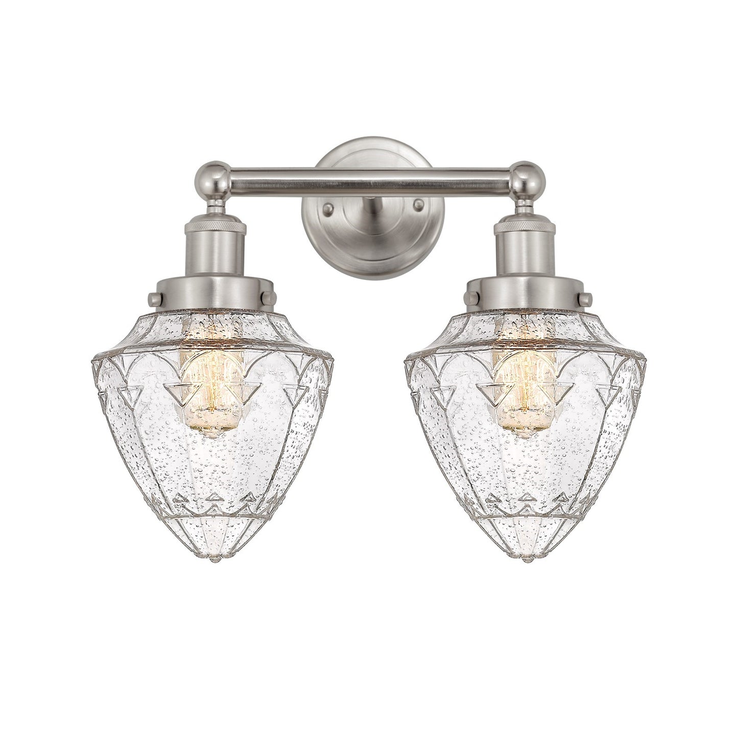 Innovations Bullet 16in 2-Light Bath Vanity | Industrial Brushed Satin Nickel and Seedy Glass | Bathroom Vanity Light | 16 x 8 x | Model 616-2W-SN-G664-7