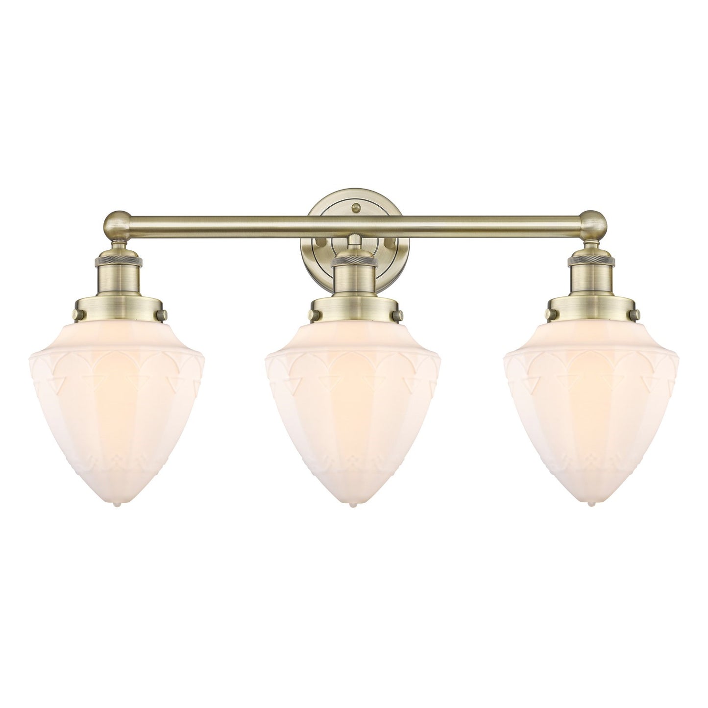 Innovations Bullet 25in 3-Light Bath Vanity Light | Industrial Antique Brass and Matte White Frosted Glass | Bathroom Vanity | 25 | Model 616-3W-AB-G661-7