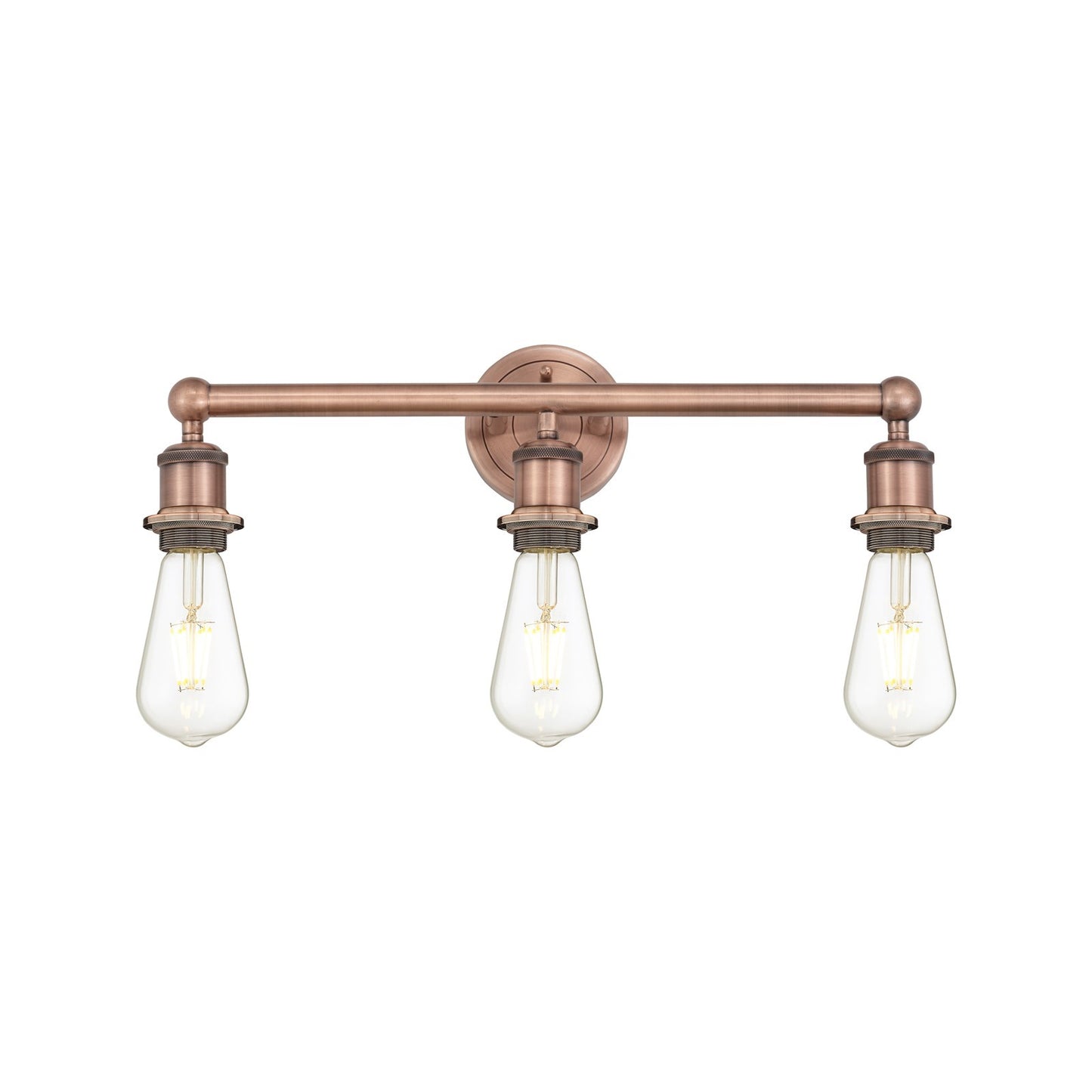 Innovations Edison 21in 3-Light Bath Vanity Light | Industrial Antique Copper Steel and Cast Brass | Damp Rated Bathroom Vanity | 21.38 | Model 616-3W-AC