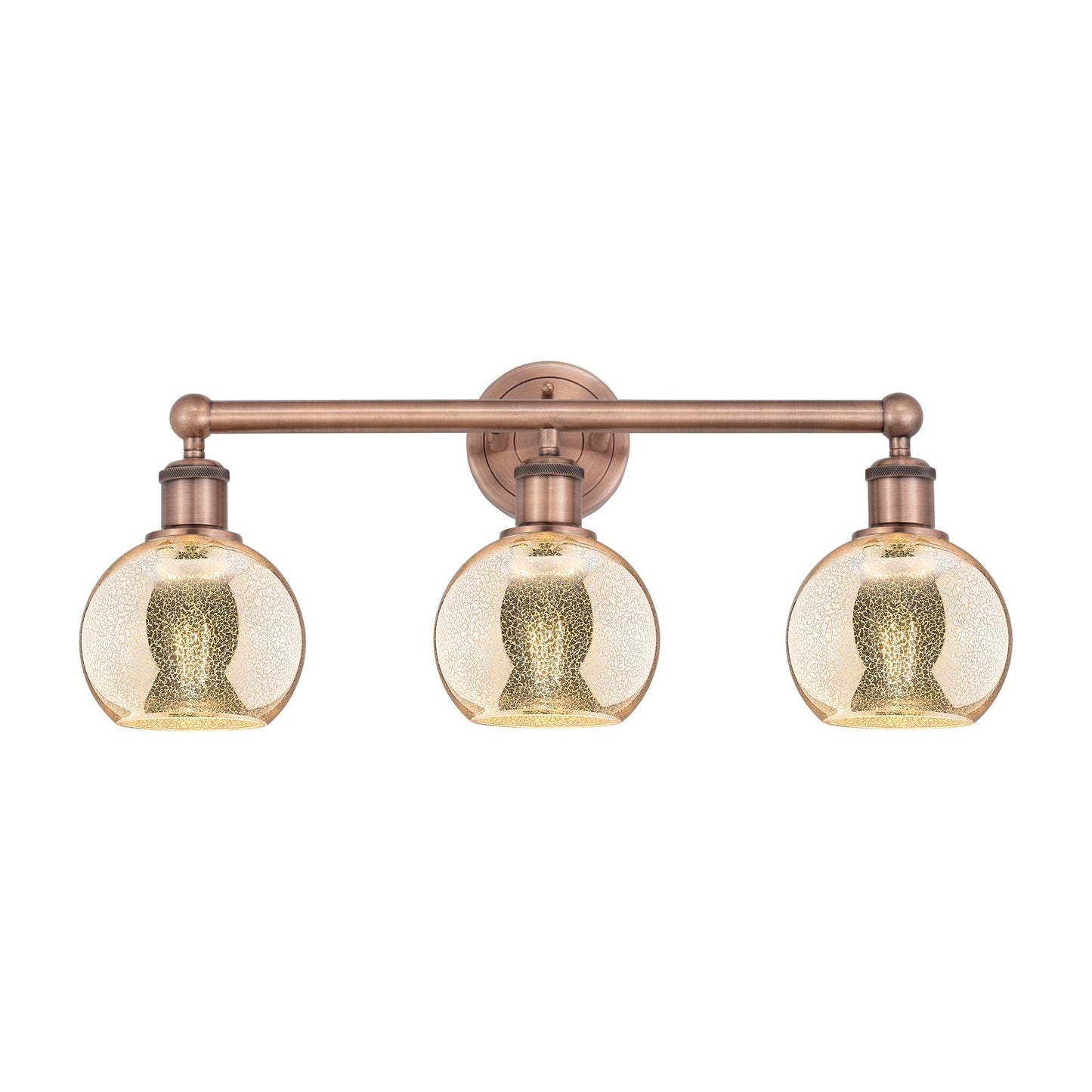 Innovations Athens 24in 3-Light Bath Vanity | Industrial Antique Copper Steel and Mercury Glass | Bathroom Vanity Light | 23.88 x | Model 616-3W-AC-G128-6