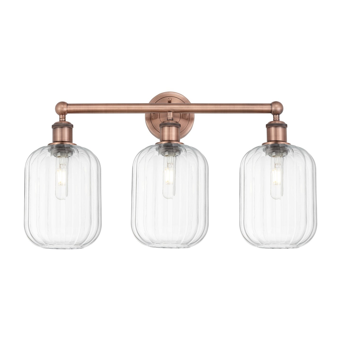 Innovations Preston Cylinder 25in 3-Light Bath Vanity | Industrial Antique Copper Steel and Clear Glass | Bathroom Vanity & | Model 616-3W-AC-G460-7CL