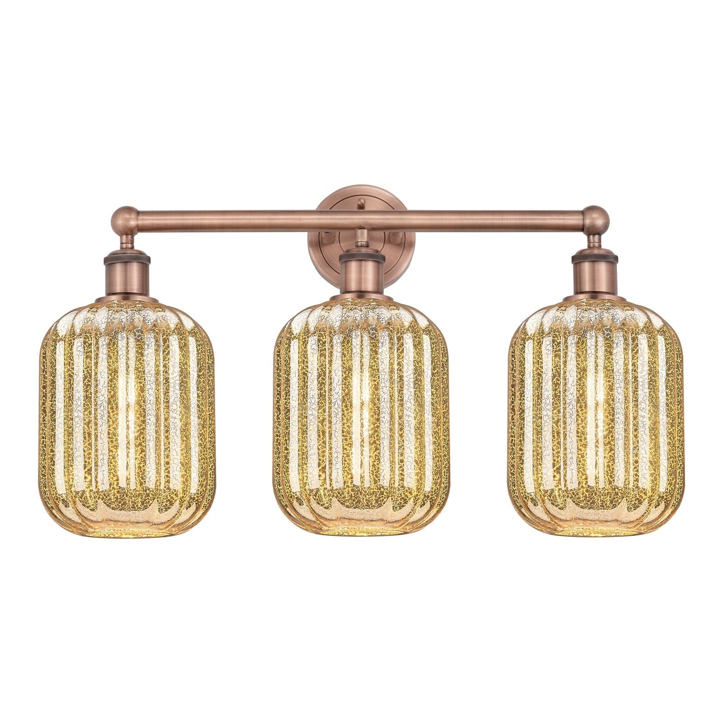 Innovations Preston Cylinder 25in 3-Light Bath Vanity Light | Industrial Antique Copper and Mercury Glass | Bathroom Vanity | Model 616-3W-AC-G460-7ME