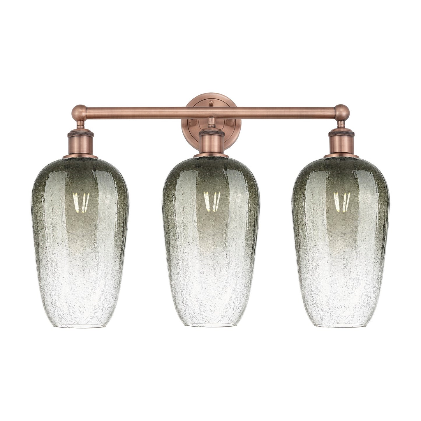 Innovations Brookhaven Flute 25in 3-Light Bath Vanity Light | Industrial Antique Copper Steel and Slate Glass | Damp-Rated | Model 616-3W-AC-G484-7SL