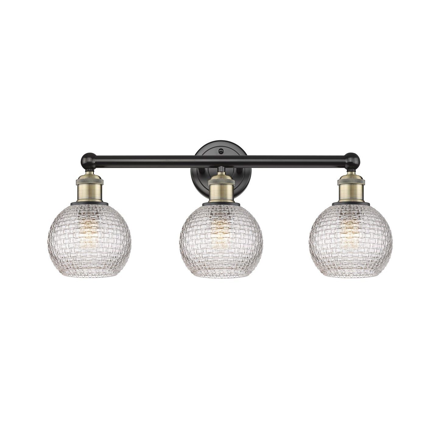 Innovations Athens 24in 3-Light Bath Vanity Light | Modern Farmhouse Black Antique Brass and Clear Basket Weave Glass | Model 616-3W-BAB-G122C-6CL