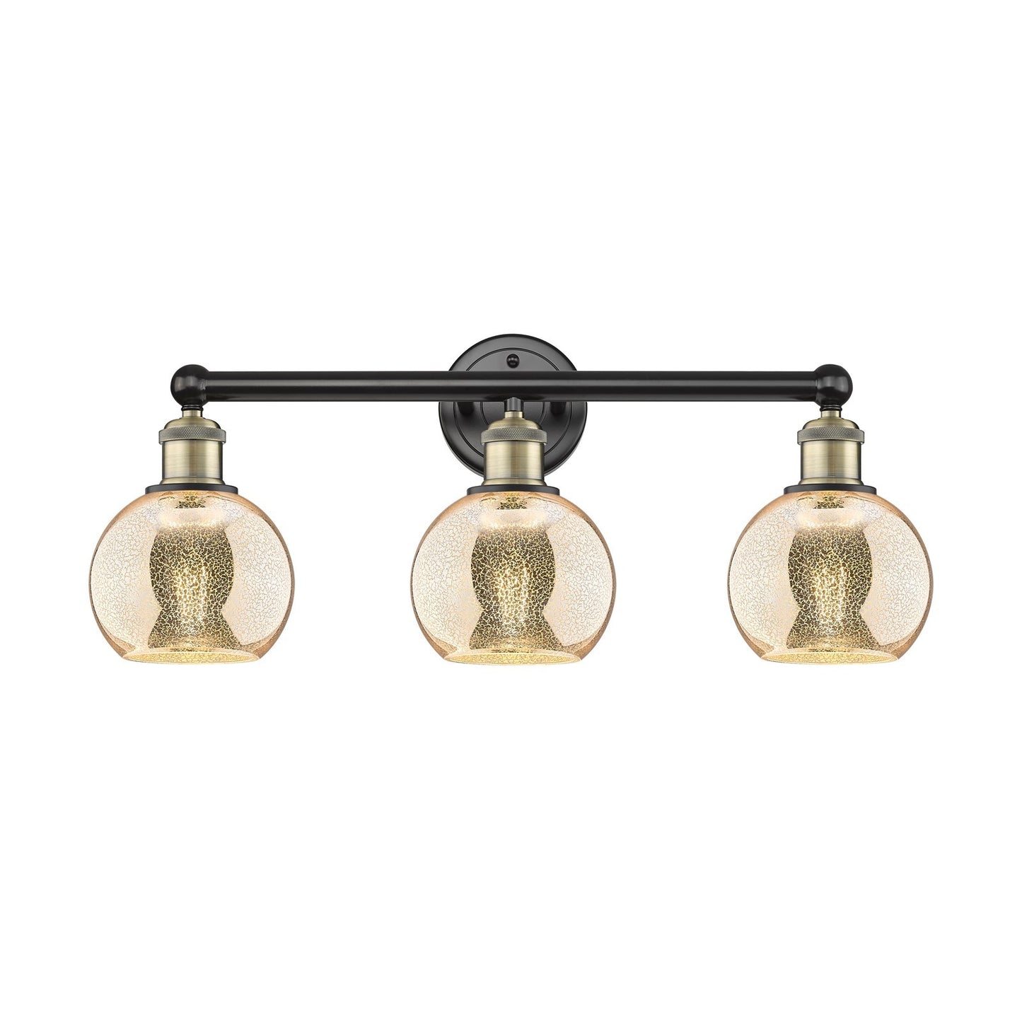 Innovations Athens 24in 3-Light Bath Vanity Light | Industrial Black Antique Brass and Mercury Glass | Bathroom Vanity | 23.88 x | Model 616-3W-BAB-G128-6