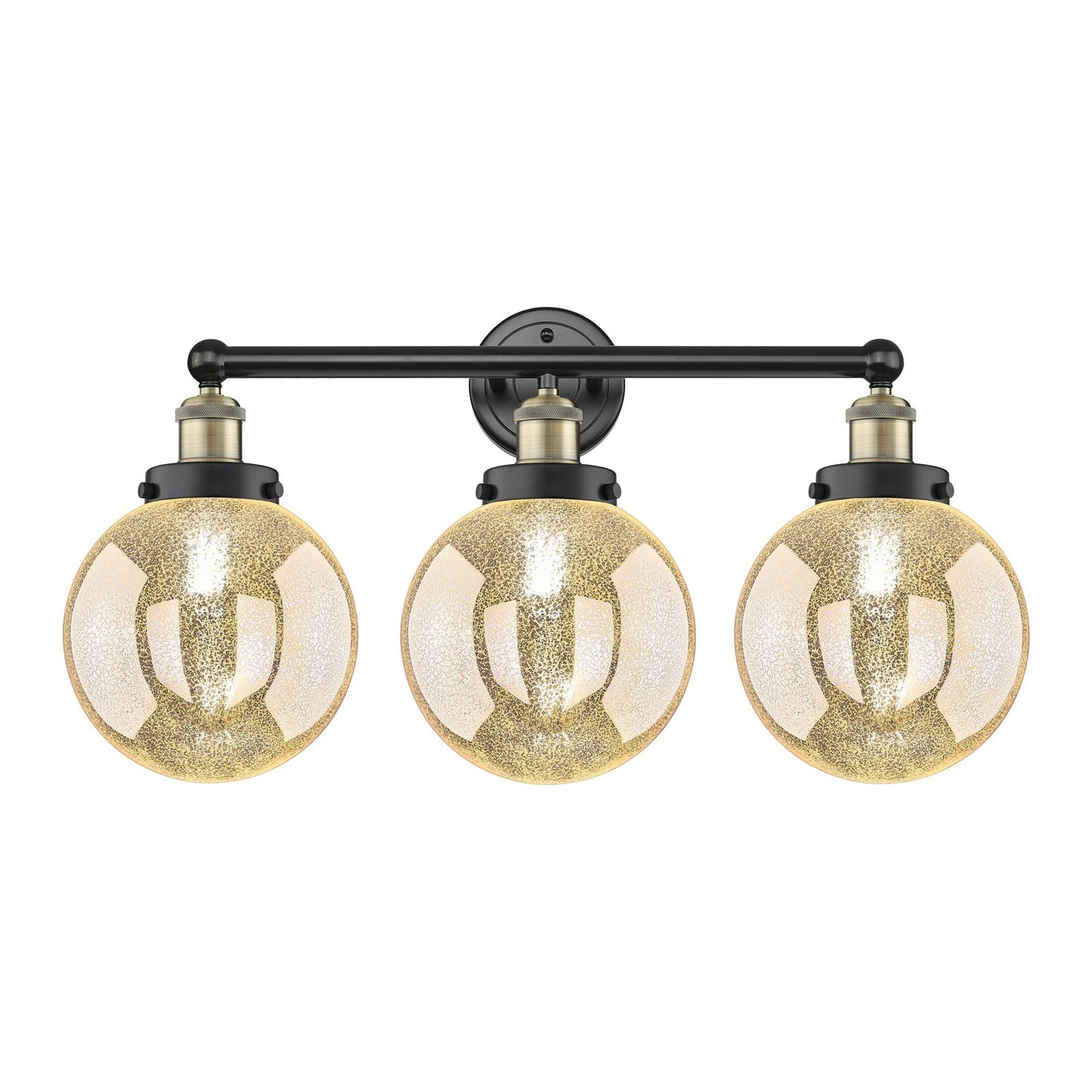 Innovations Beacon 26in 3-Light Bath Vanity Light | Industrial Black Antique Brass and Mercury Glass | Bathroom Vanity | 26 x | Model 616-3W-BAB-G208-8