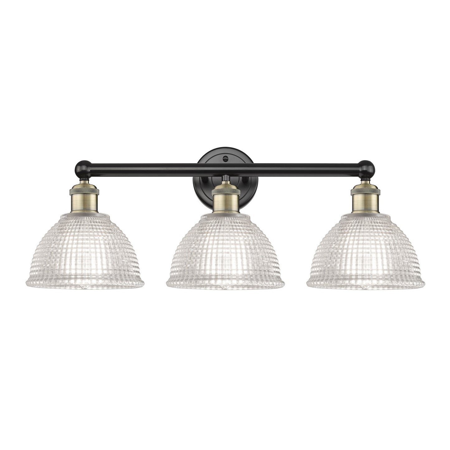 Innovations Arietta 26in 3-Light Bath Vanity Light | Industrial Black Antique Brass and Clear Glass | Bathroom Vanity | 26 x 10.25 | Model 616-3W-BAB-G422