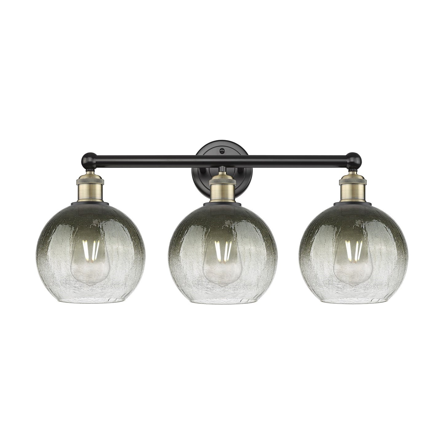 Innovations Brookhaven Globe 26in 3-Light Bath Vanity Light | Industrial Black Antique Brass and Slate Glass | Bathroom Vanity | Model 616-3W-BAB-G483-8SL