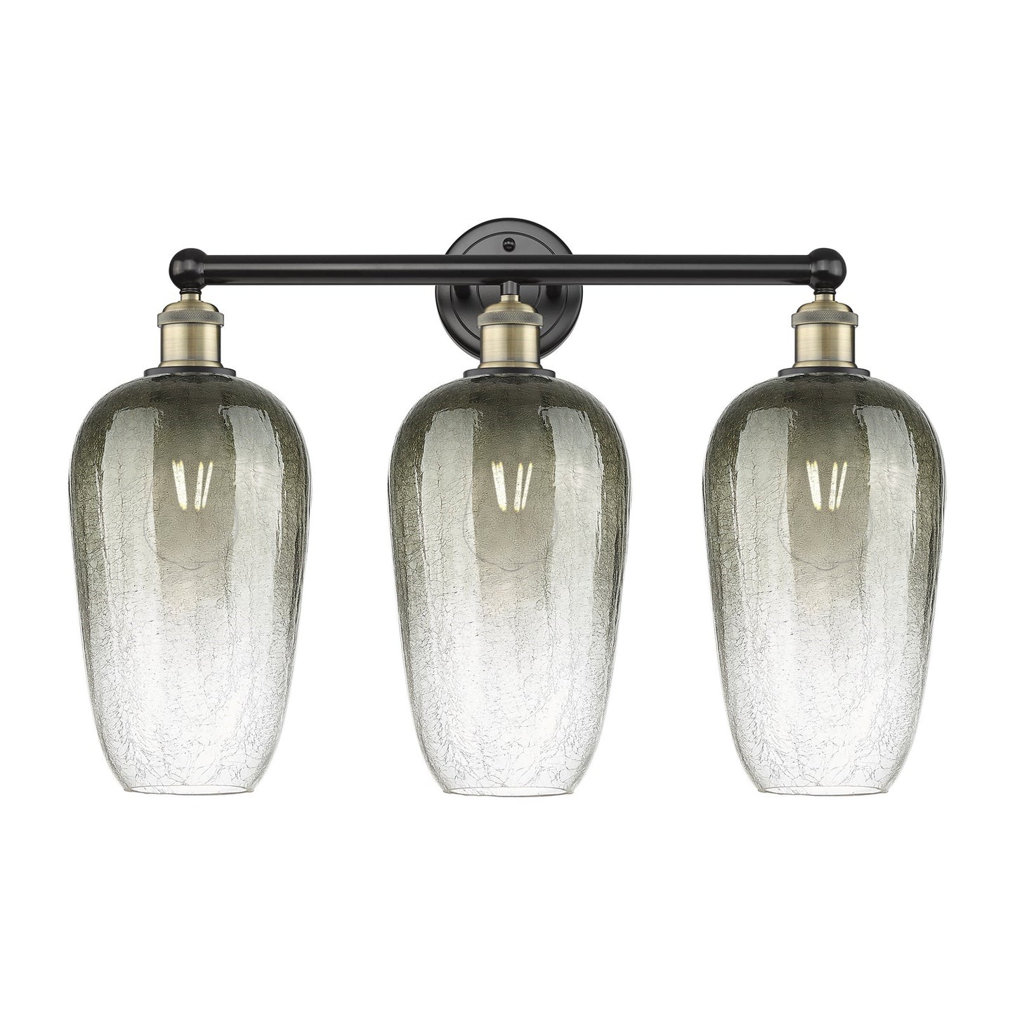 Innovations Brookhaven Flute 25in 3-Light Bath Vanity Light | Industrial Black Antique Brass and Slate Glass | Bathroom Vanity | Model 616-3W-BAB-G484-7SL