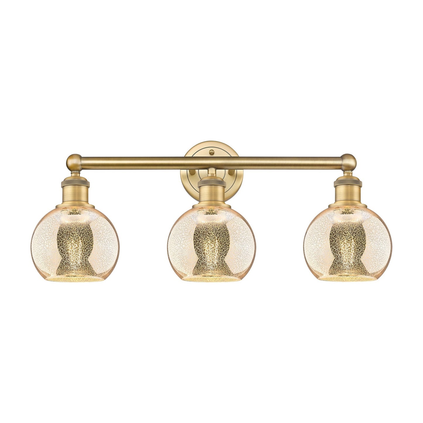 Innovations Athens 24in 3-Light Bath Vanity Light | Industrial Brushed Brass Steel and Mercury Glass | Bathroom Vanity | 23.88 x | Model 616-3W-BB-G128-6