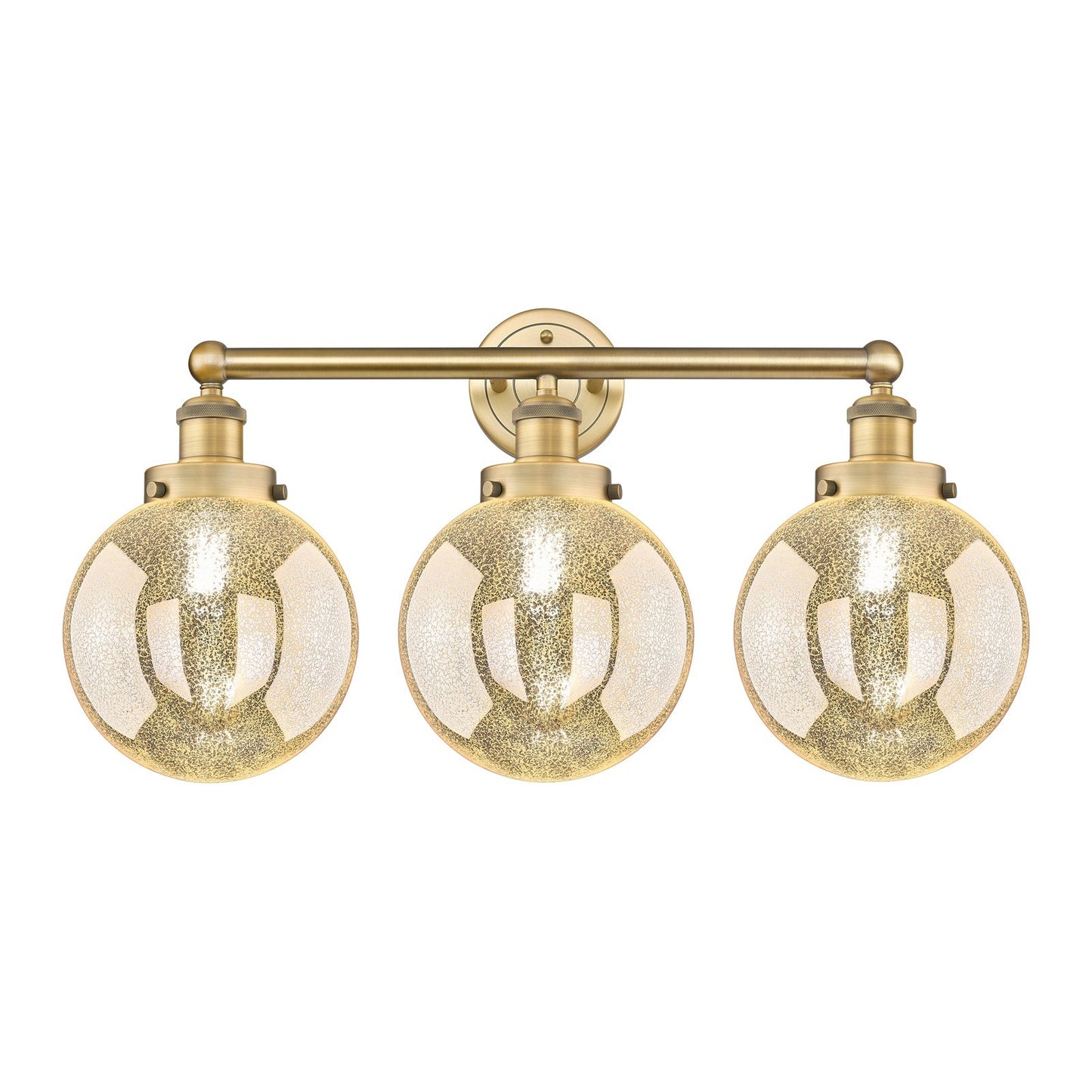 Innovations Beacon 26in 3-Light Bath Vanity Light | Industrial Brushed Brass Steel and Mercury Glass | Bathroom Vanity | 26 x | Model 616-3W-BB-G208-8