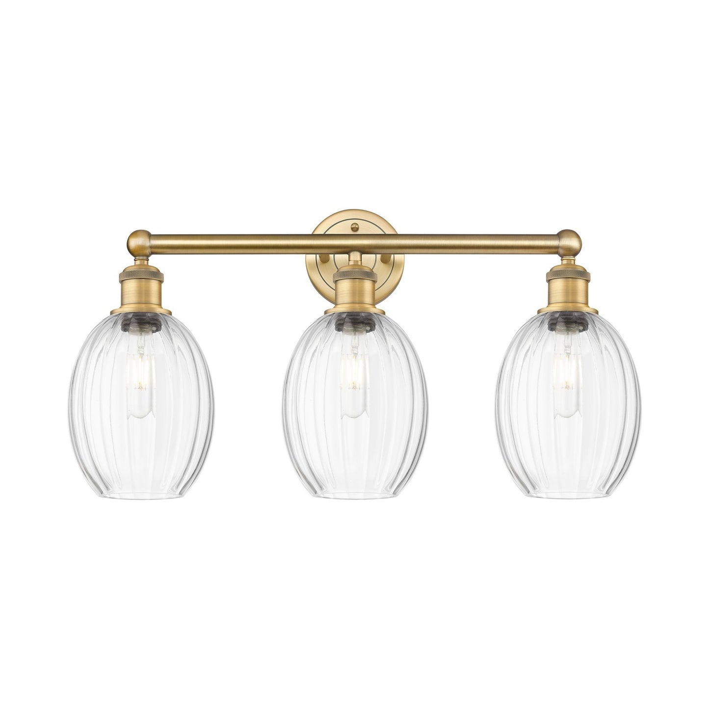 Innovations Preston Bulb 24in 3-Light Bath Vanity Light | Industrial Brushed Brass and Clear Glass | Bathroom Vanity | 24.25 x | Model 616-3W-BB-G459-6CL