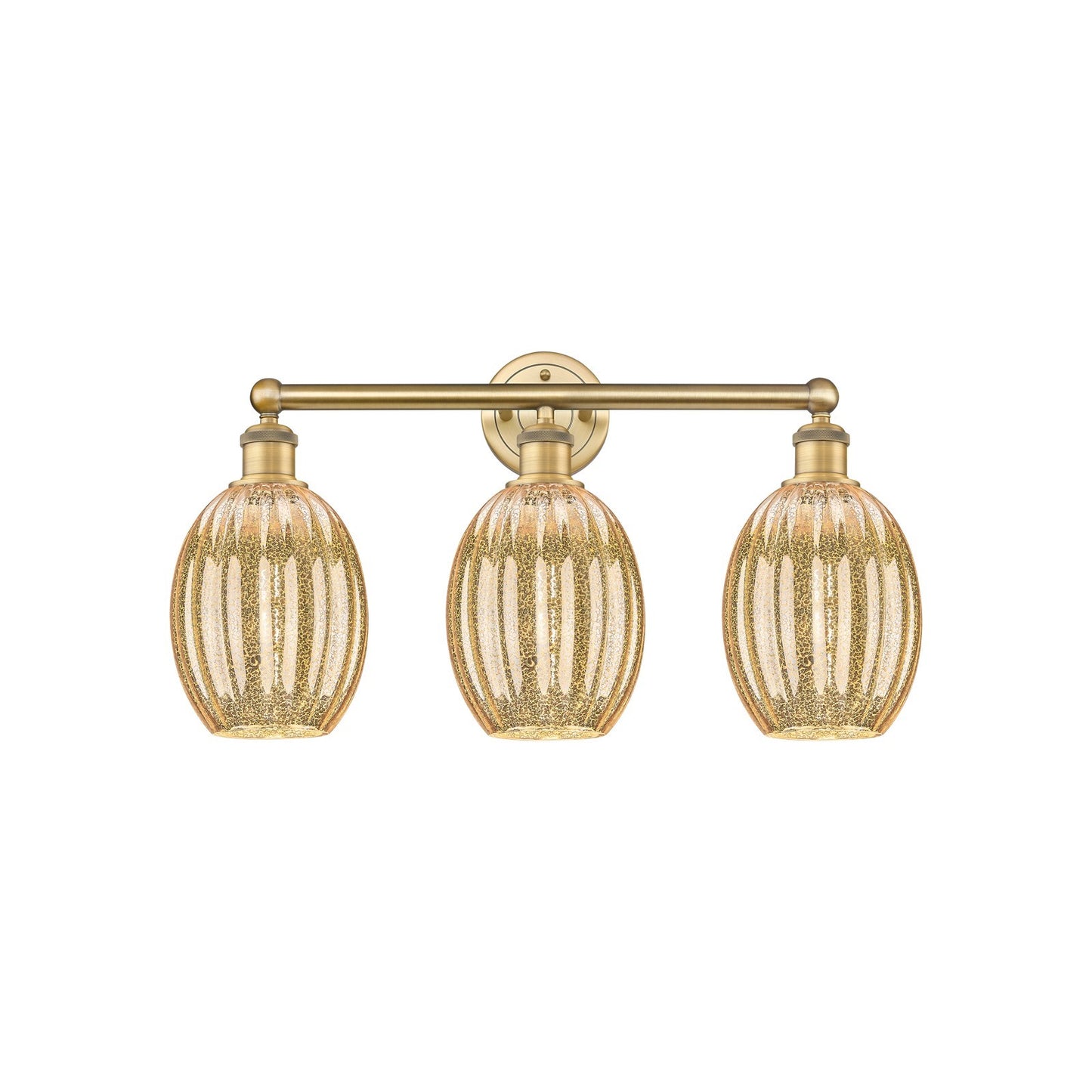 Innovations Preston Bulb 24in 3-Light Bath Vanity | Industrial Brushed Brass and Mercury Glass | Bathroom Vanity | 24.25 x 7.62 | Model 616-3W-BB-G459-6ME
