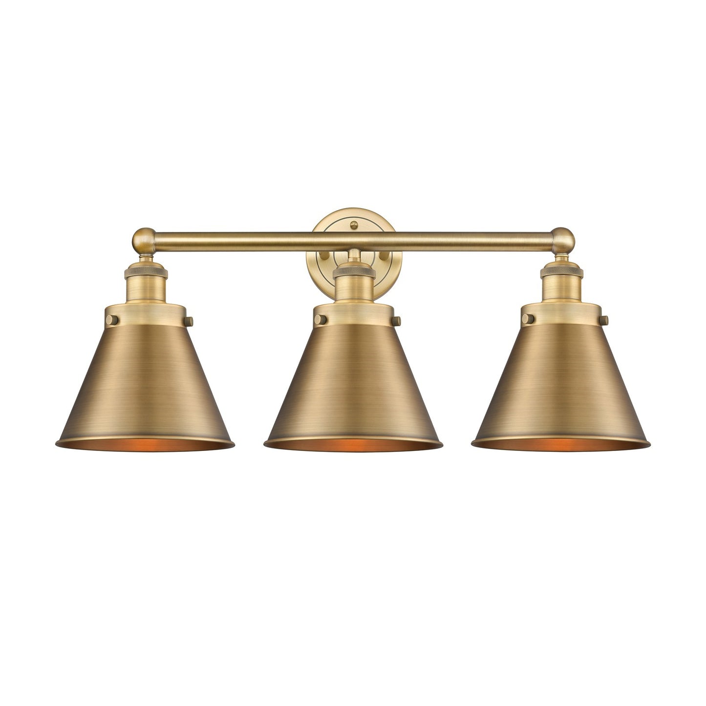 Innovations Appalachian 26in 3-Light Bath Vanity | Industrial Brushed Brass Steel and Brushed Brass Metal Shade | Bathroom Vanity | Model 616-3W-BB-M13-BB