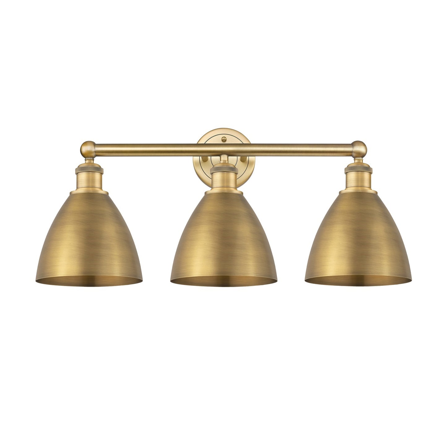 Innovations Bristol 26in 3-Light Bath Vanity | Industrial Farmhouse Brushed Brass Steel and Brushed Brass Metal Shade | Model 616-3W-BB-MBD-75-BB