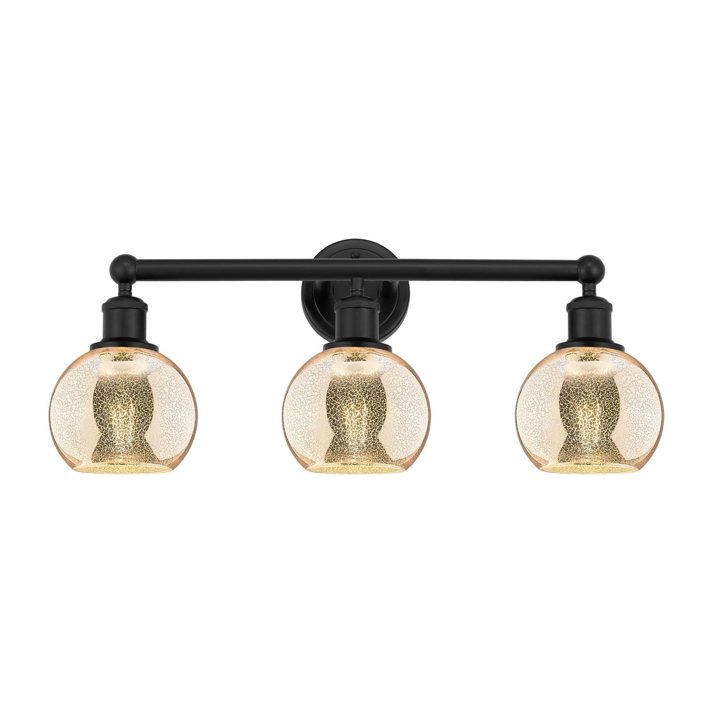 Innovations Athens 24in 3-Light Bath Vanity Light | Industrial Matte Black Steel and Mercury Glass | Bathroom Vanity | 23.88 x | Model 616-3W-BK-G128-6