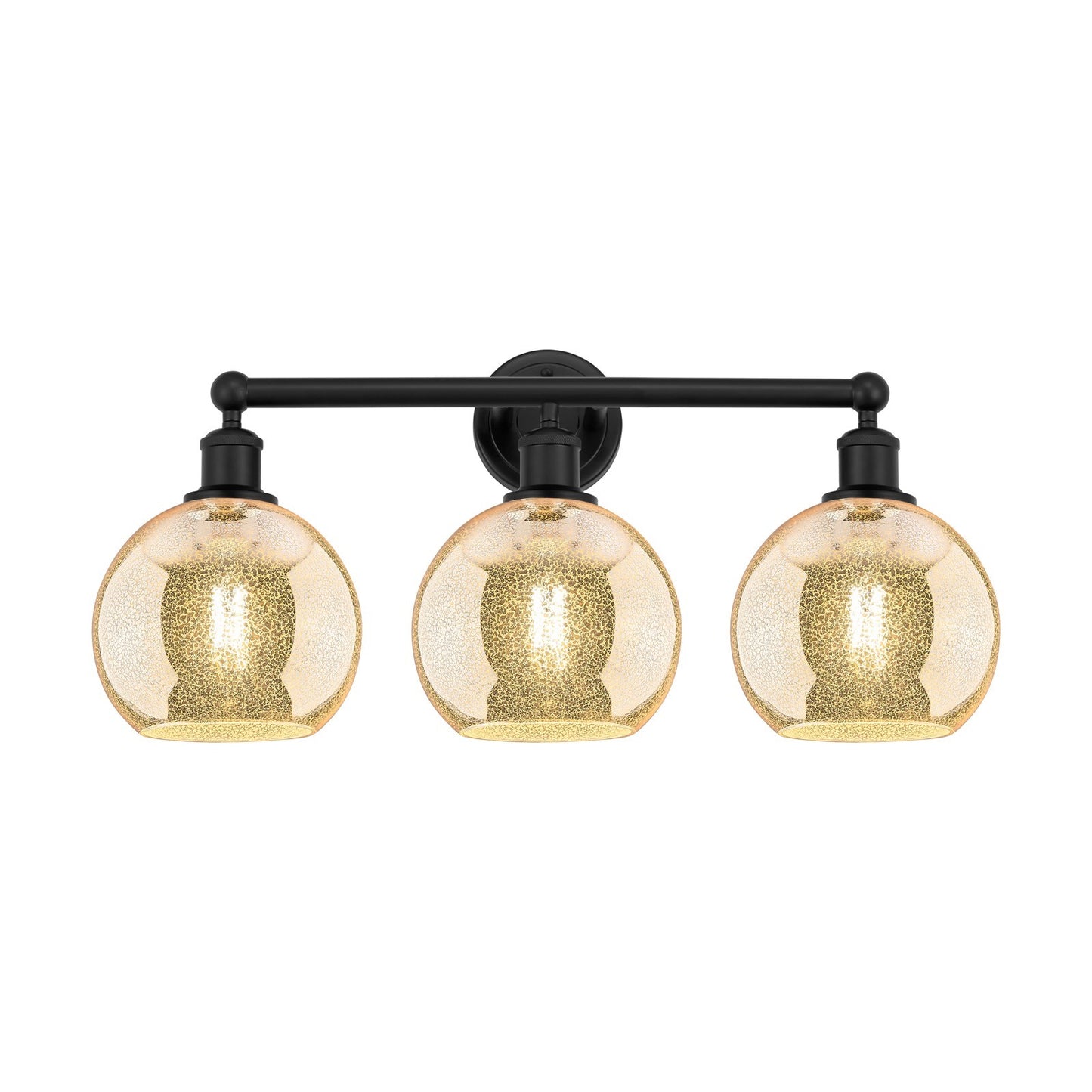 Innovations Athens 26in 3-Light Bath Vanity Light | Industrial Matte Black Steel and Mercury Glass | Bathroom Vanity | 26 x 12.25 | Model 616-3W-BK-G128-8