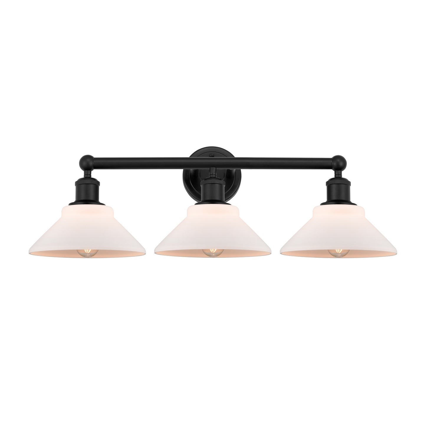 Innovations Orwell 26in 3-Light Bath Vanity Light | Industrial Matte Black Steel and Matte White Glass | Bathroom Vanity | 26.38 x | Model 616-3W-BK-G131