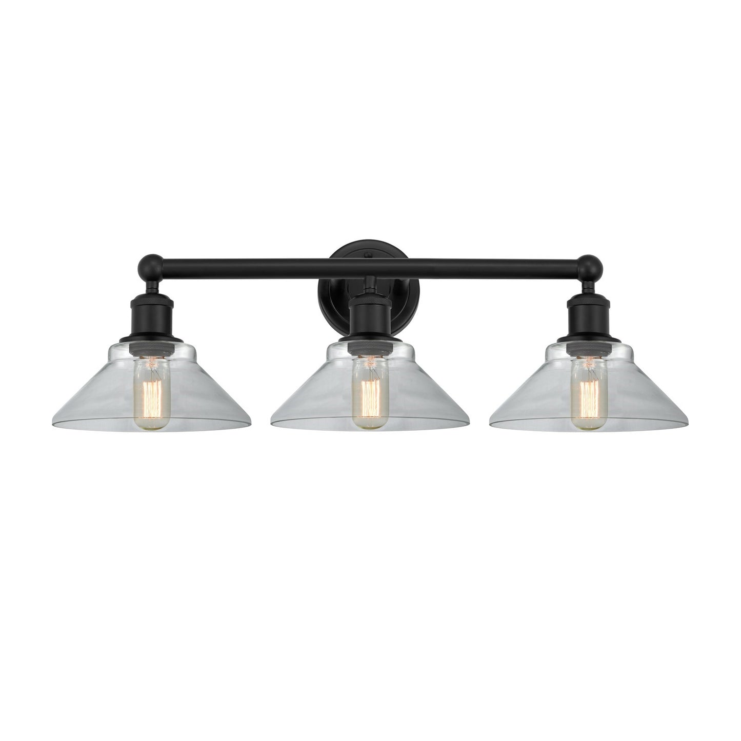 Innovations Orwell 26in 3-Light Bath Vanity Light | Industrial Matte Black Steel and Clear Glass | Bathroom Vanity | 26.38 x 9.25 x | Model 616-3W-BK-G132