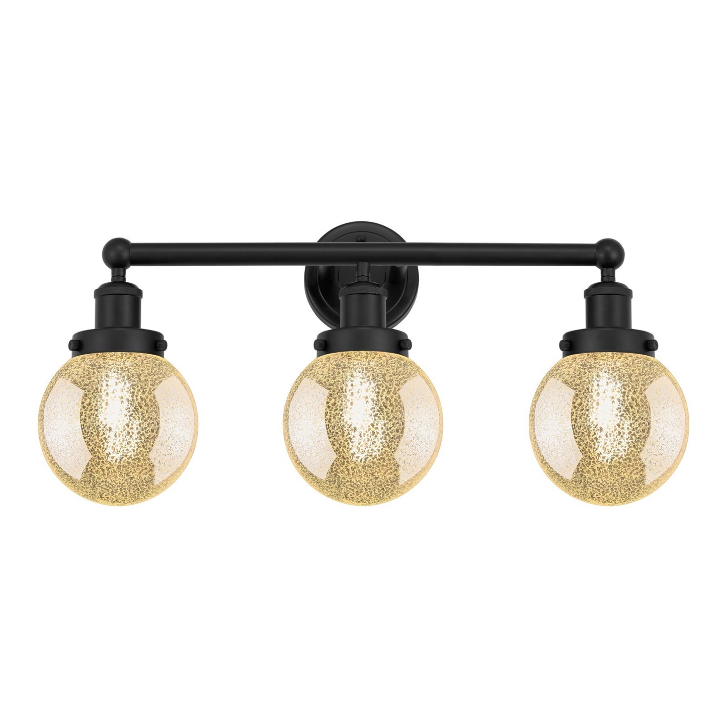 Innovations Beacon 24in 3-Light Bath Vanity Light | Industrial Matte Black Steel and Mercury Glass | Bathroom Vanity | 24 x 11.38 | Model 616-3W-BK-G208-6