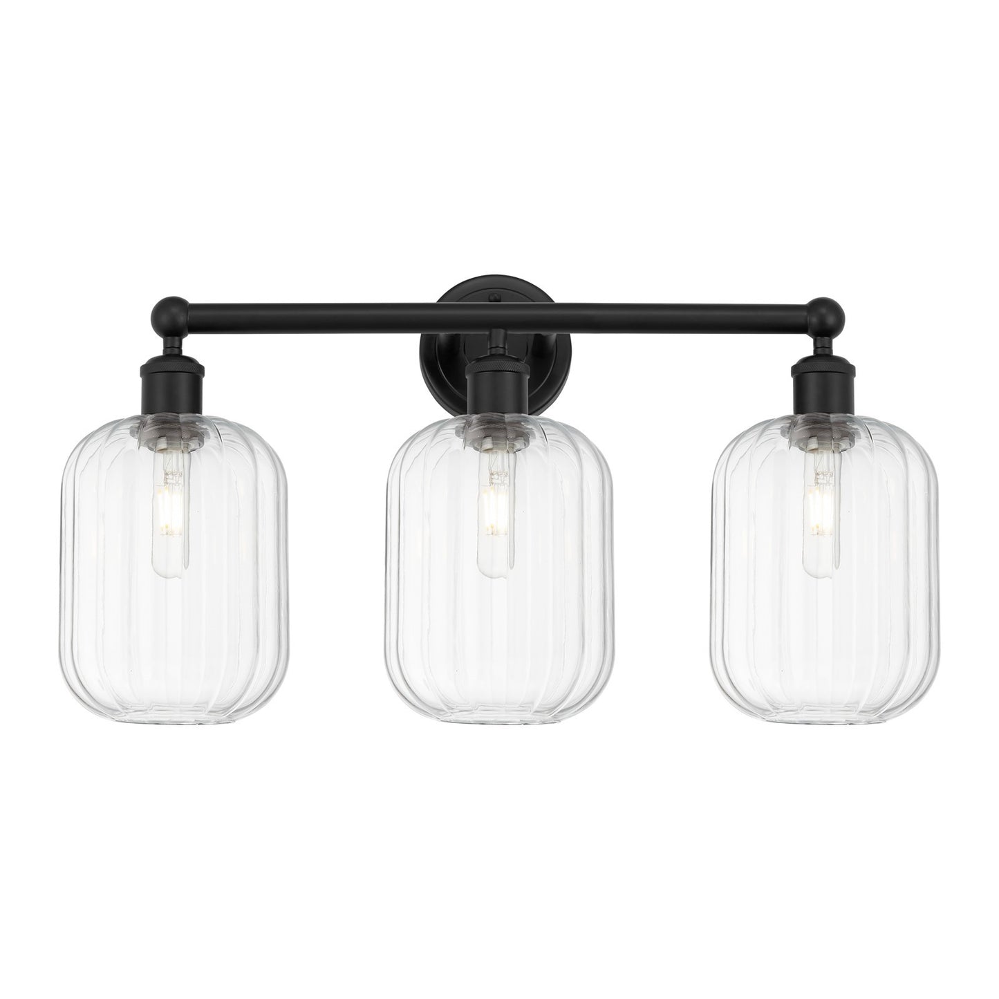Innovations Preston Cylinder 25in 3-Light Bath Vanity | Industrial Modern Matte Black Steel and Clear Glass | Bathroom Vanity & | Model 616-3W-BK-G460-7CL